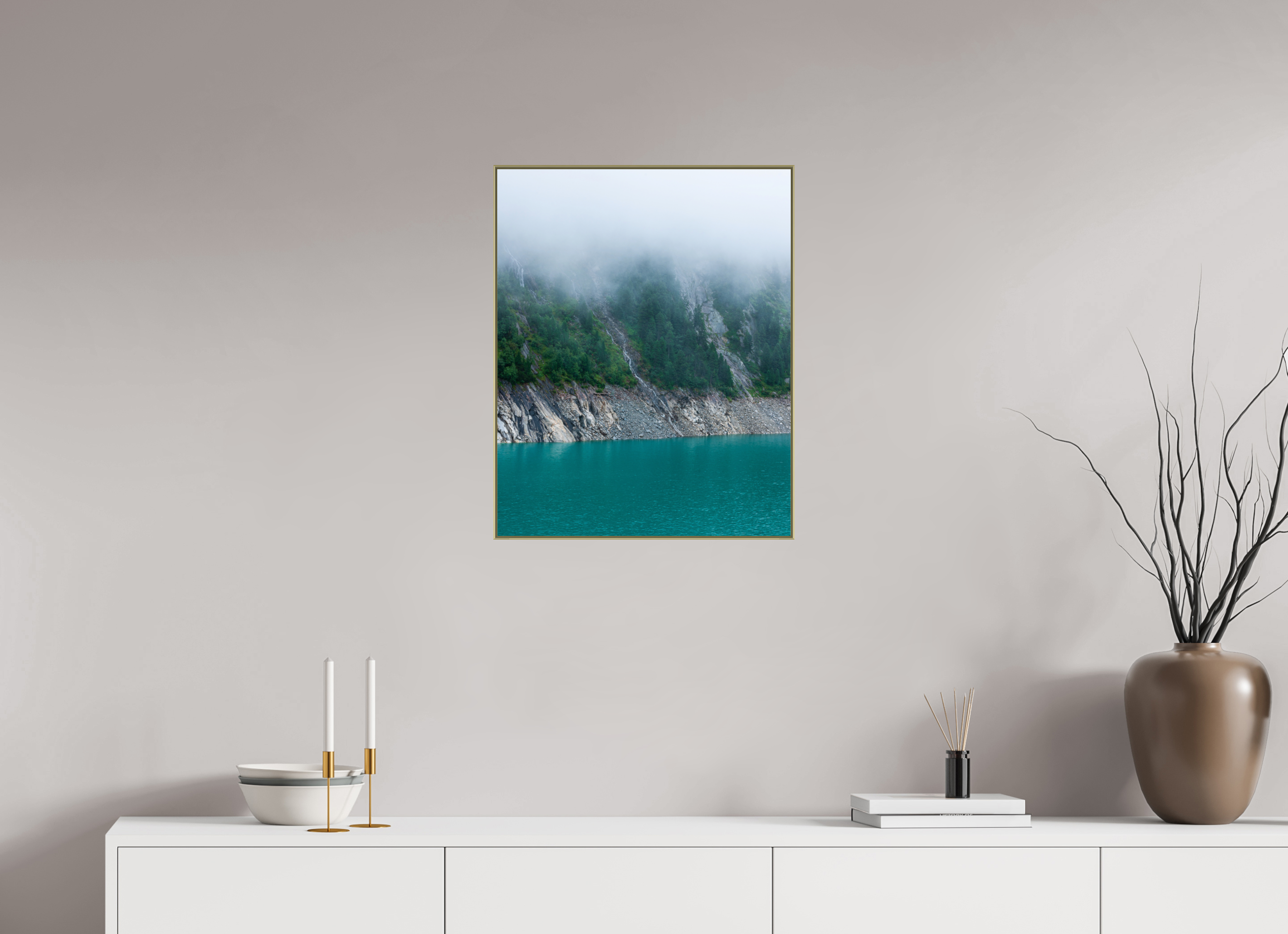 50 x 62,5 cm, Acrylic glossy 2mm - Alu American case 25mm - gold 4 Layers