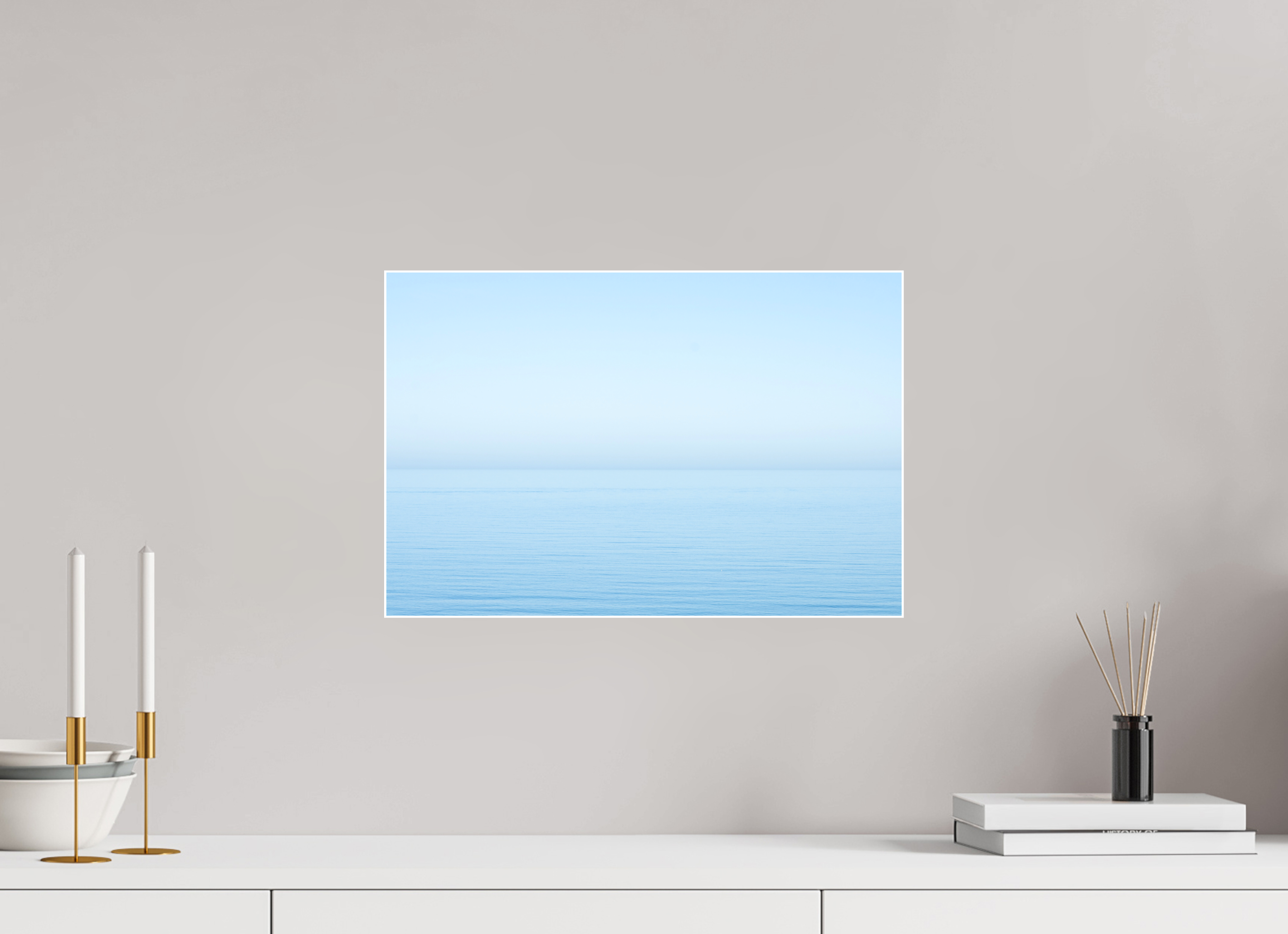 45 x 30 cm, Acrylic matt 2mm - Alu Slime Frame - white The sea Manche 2