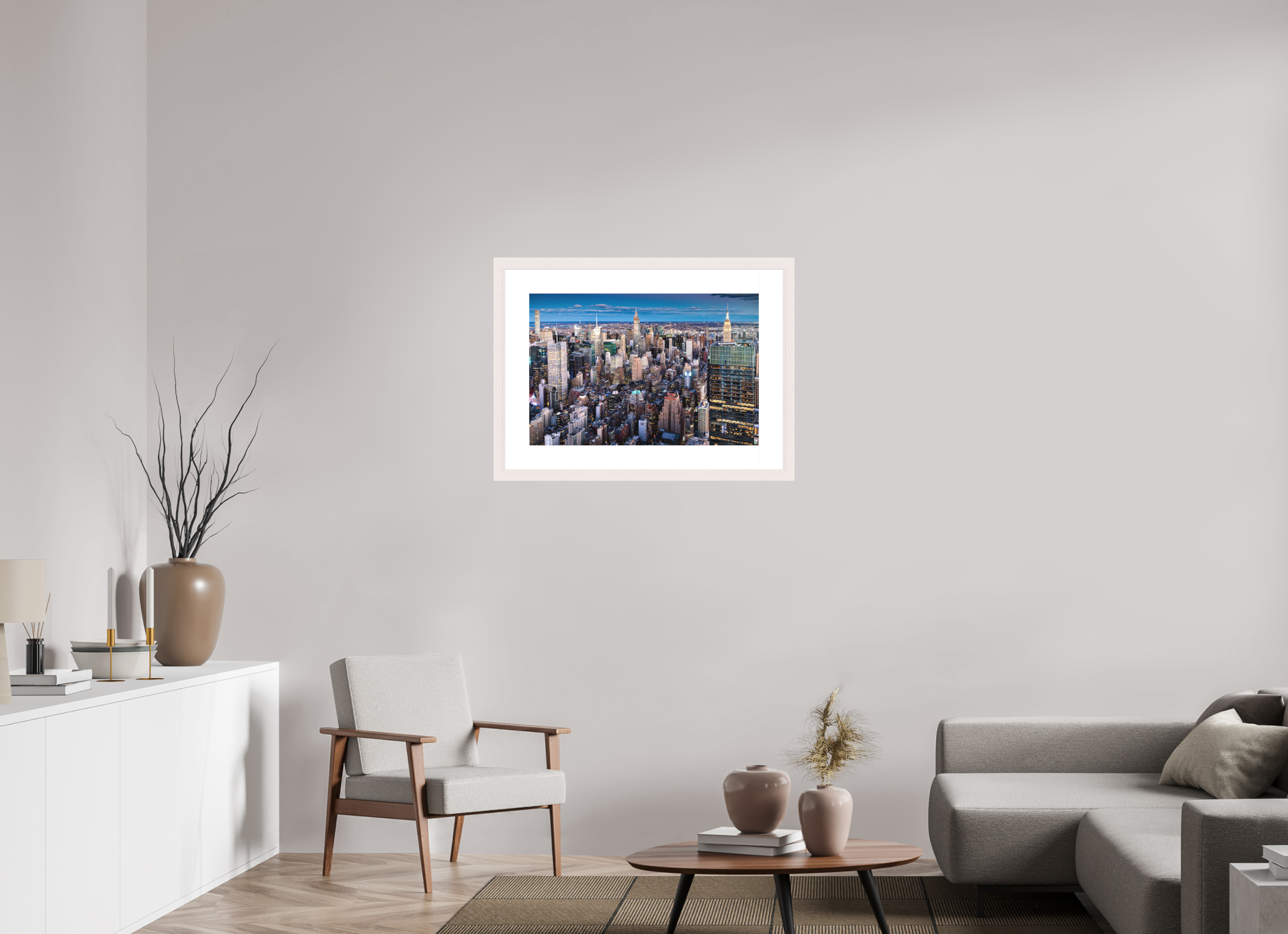 75 x 50 cm, Fine Art Print - Infinity Rag Photo 2 - PP 8cm - Mapple white Frame 40mm NYC by night 2