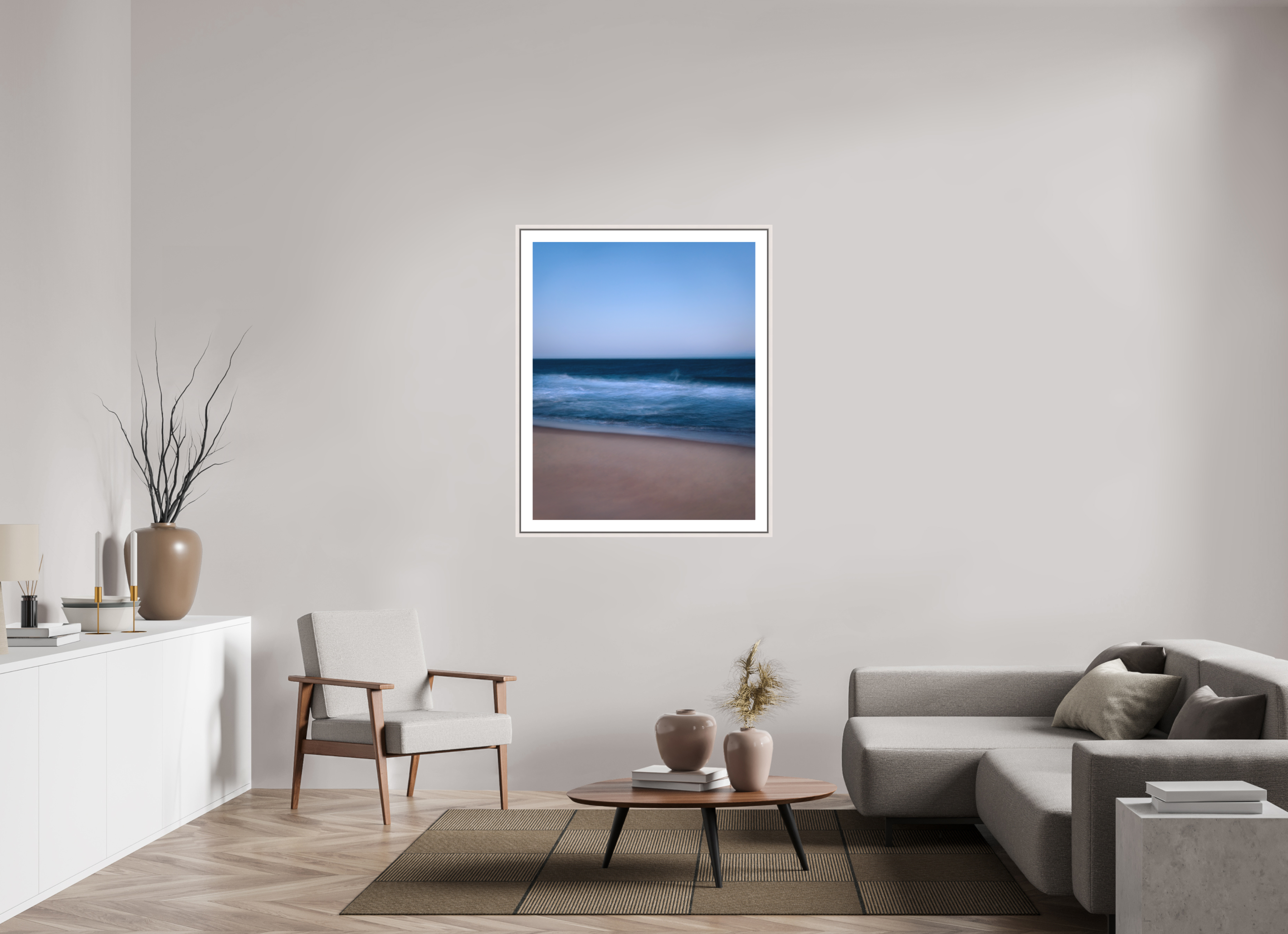 90 x 112,5 cm, Fine Art Print - Infinity Rag Photo 2 - border 5cm- Ame case 15mm - mapple white Long Island Beach