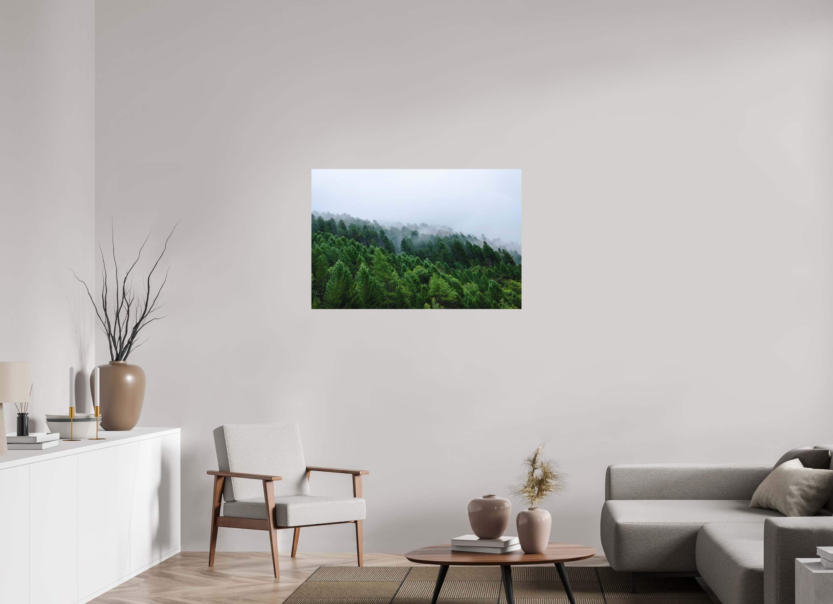105 x 70 cm, Fine Art Print - Infinity Rag Photo 2 - on Alu Dibond Trees lined slope 2