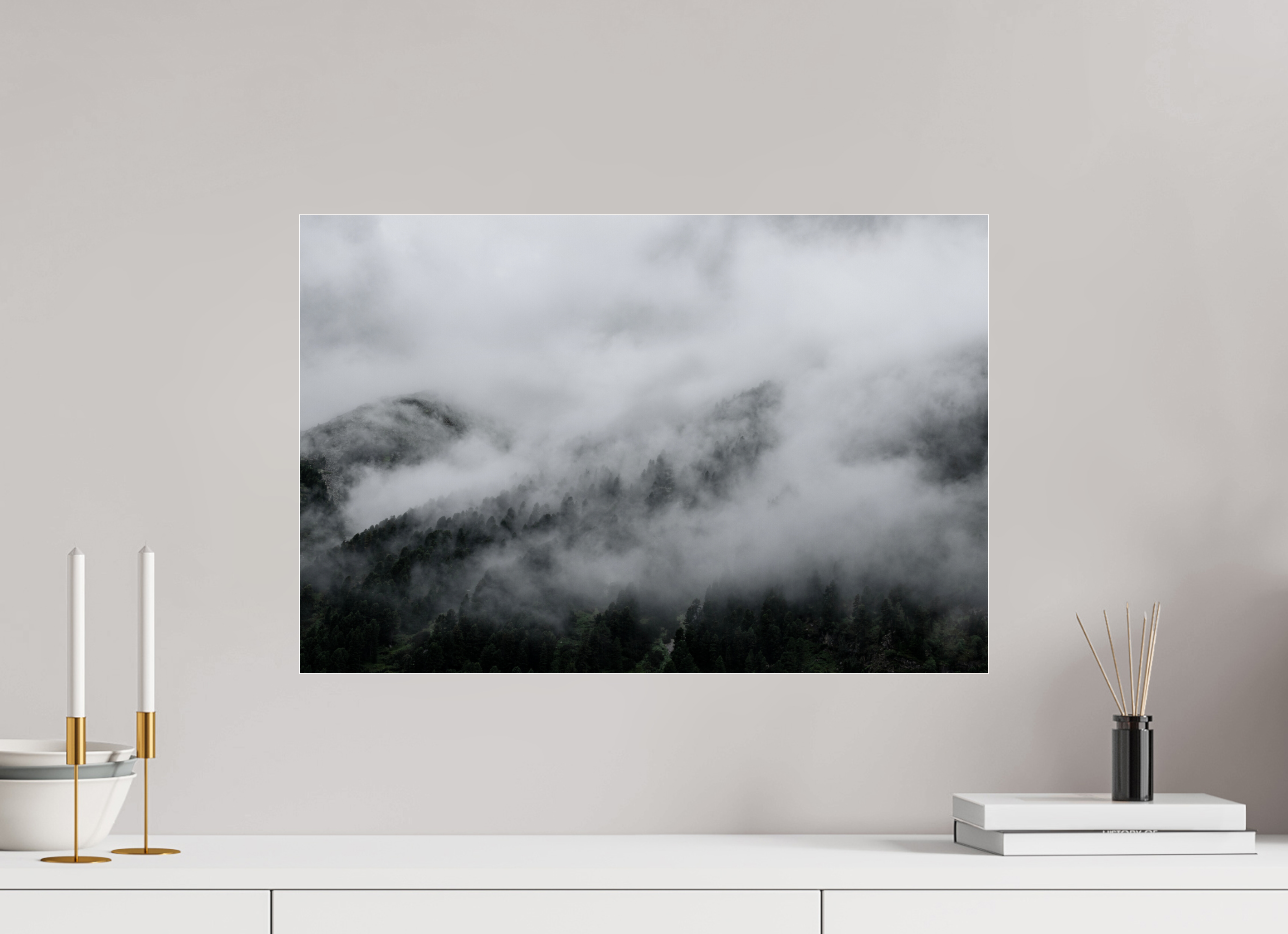 60 x 40 cm, Acrylic glossy 2mm The misty Mountains