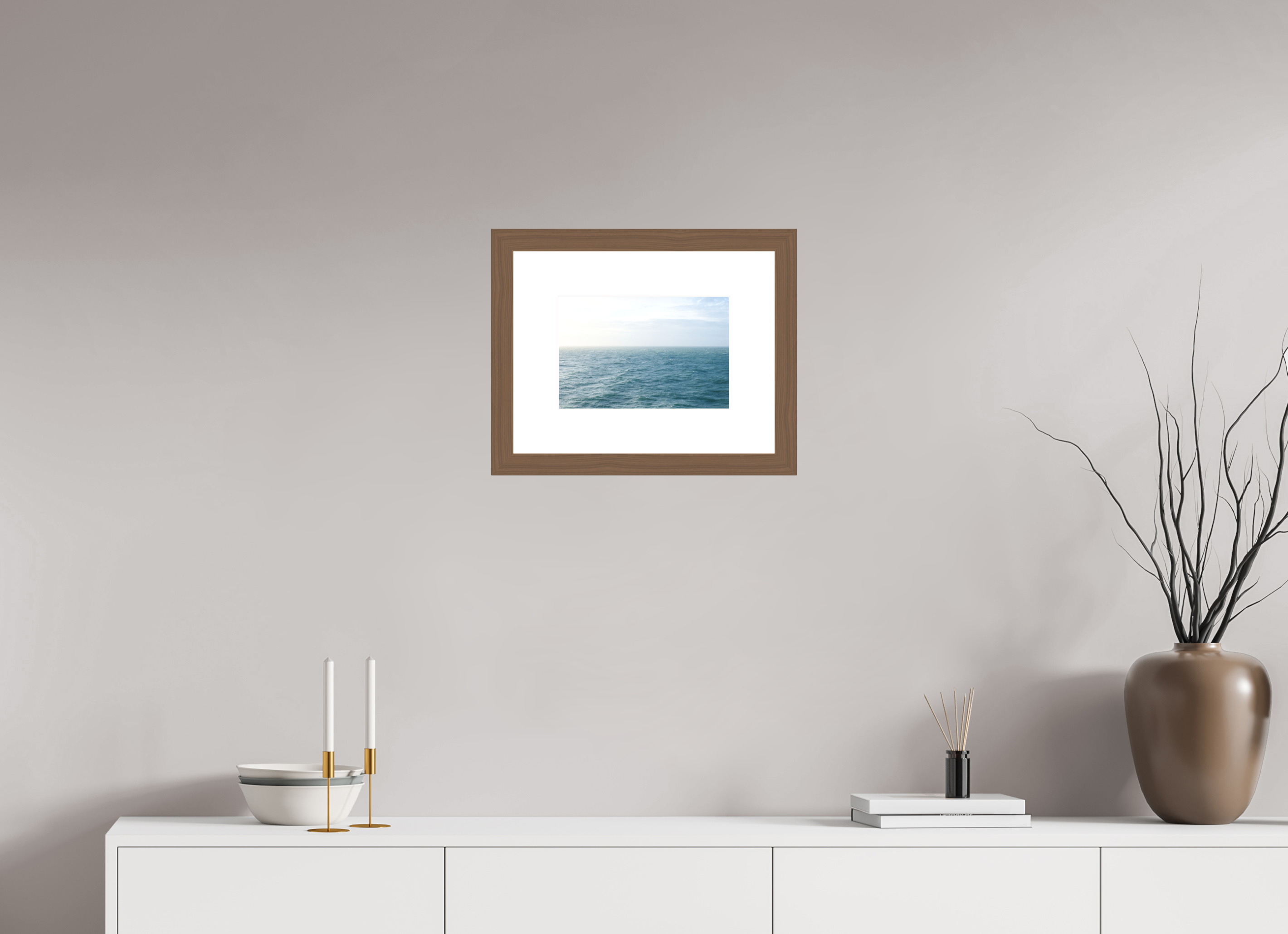 30 x 20 cm, Fine Art Print - Infinity Rag Photo 2 - PP 8cm - Walnut Frame 40mm North Sea