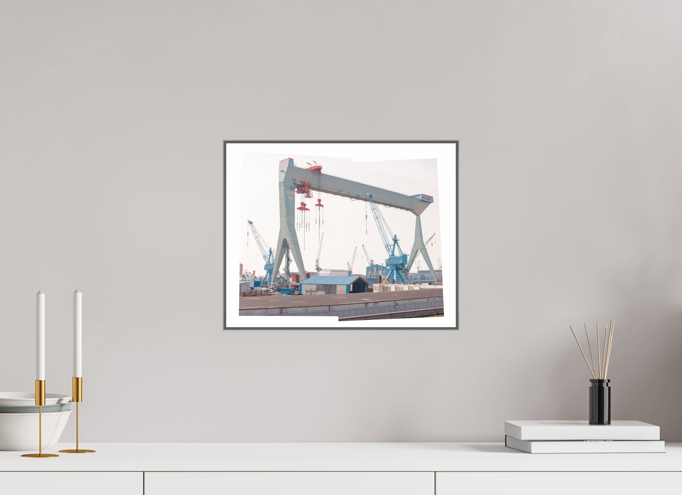 37,5 x 30 cm, Acrylic glossy 2mm - Alu American case 25mm - silver Jocho_Portalkran_Hamburg
