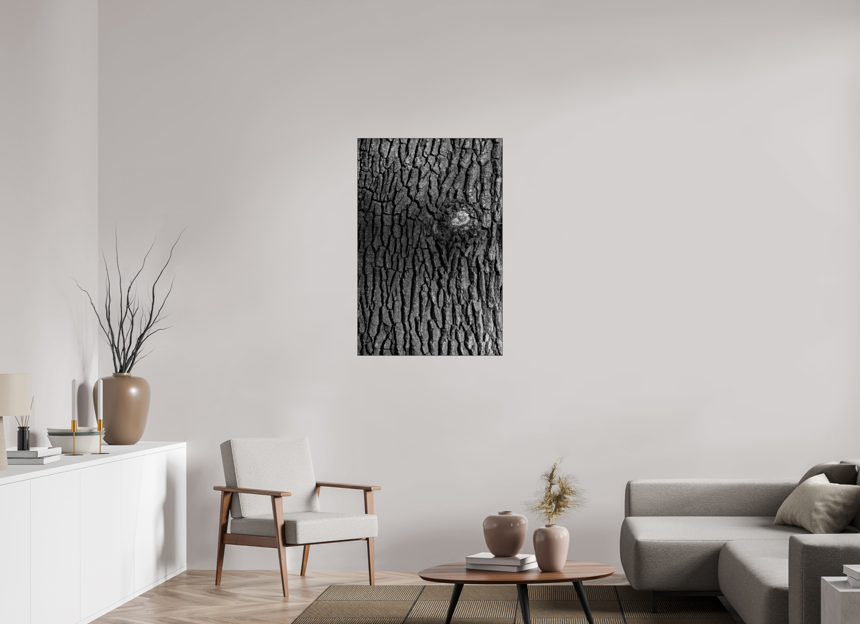 70 x 105 cm, Acrylic glossy 2mm - Alu Slime Frame - black Tree skin 2