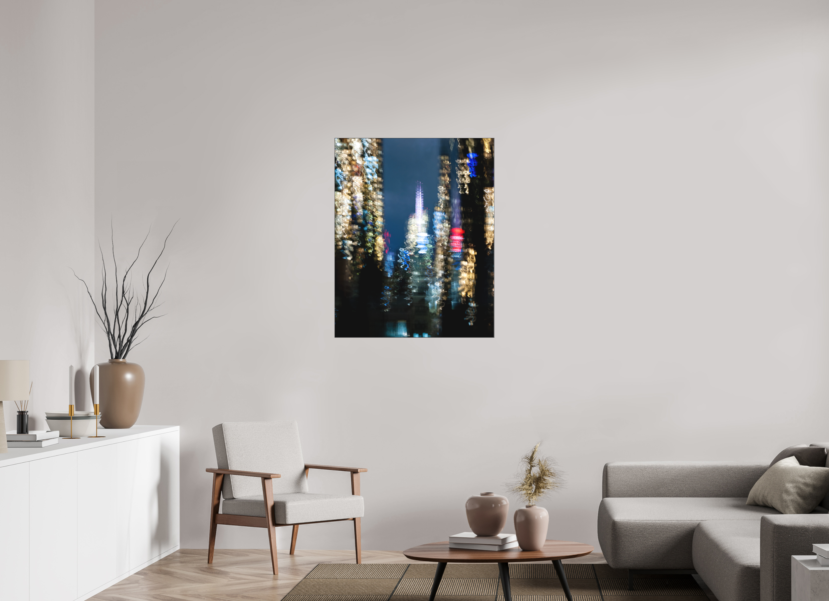 80 x 100 cm, Acrylic matt 2mm - Alu Slime Frame - black NYC by night