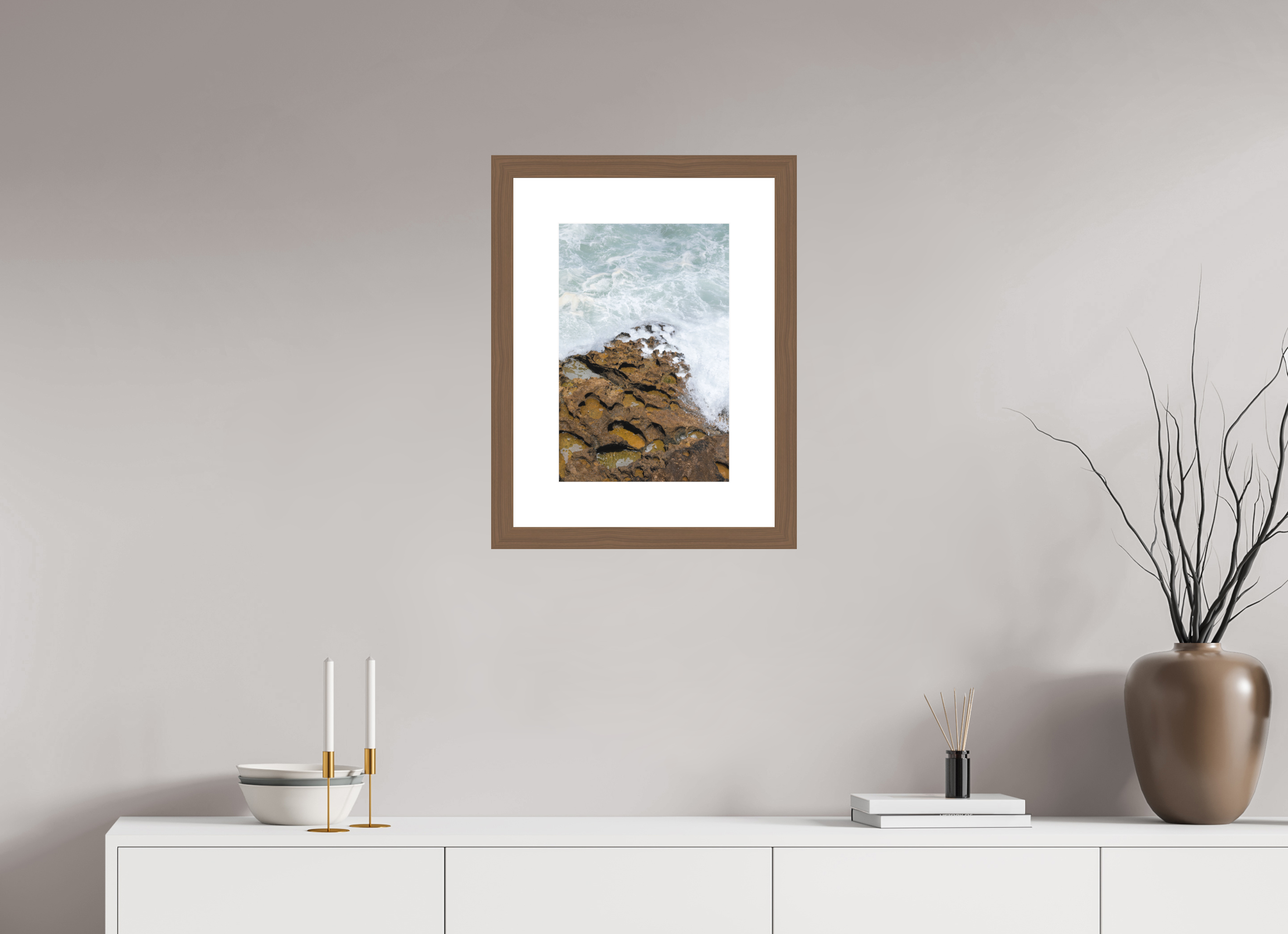 30 x 45 cm, Fine Art Print - Infinity Rag Photo 2 - PP 8cm - Walnut Frame 40mm Earth & Sea