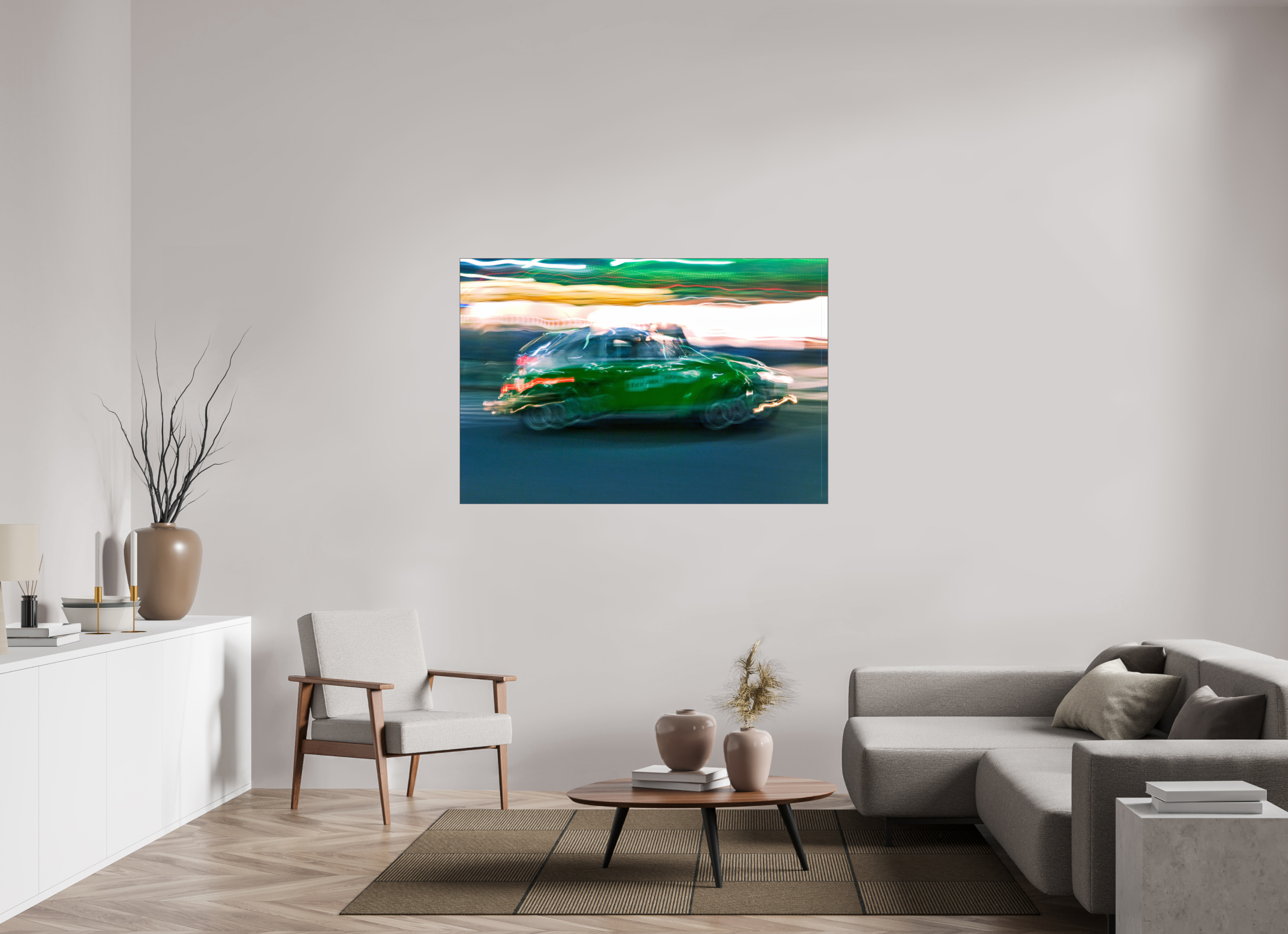 150 x 100 cm, Acrylic glossy 2mm - Alu Slime Frame - black Taxi driver D-MX (Kopie)