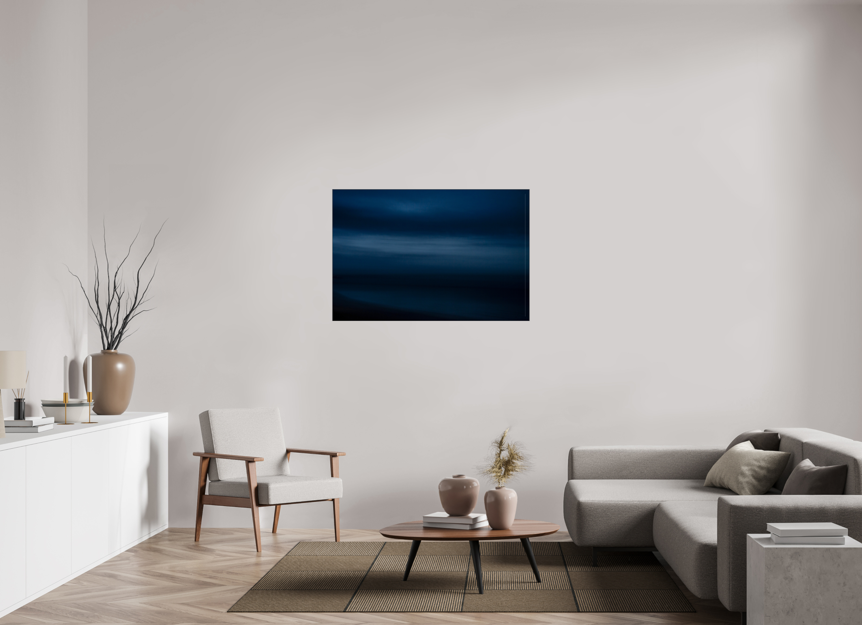 120 x 80 cm, Acrylic glossy 2mm - Alu Slime Frame - black The sea at night