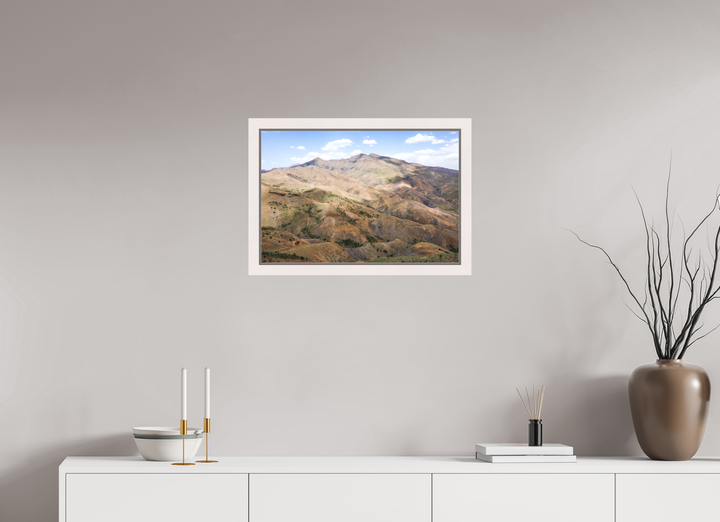 60 x 40 cm, Acrylic matt 2mm - American case 31mm - mapple white Atlas from Marocco