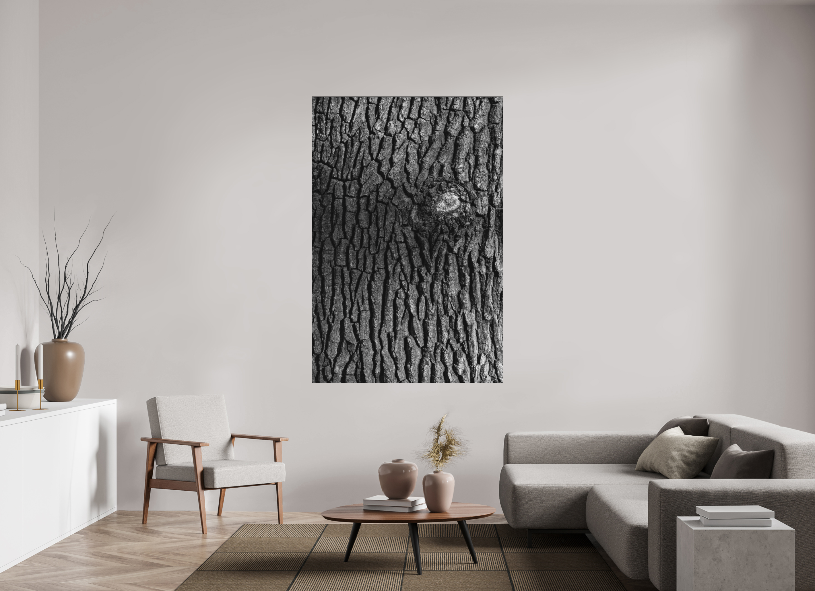 120 x 180 cm, Acrylic matt 2mm - Alu Slime Frame - black Tree skin 2