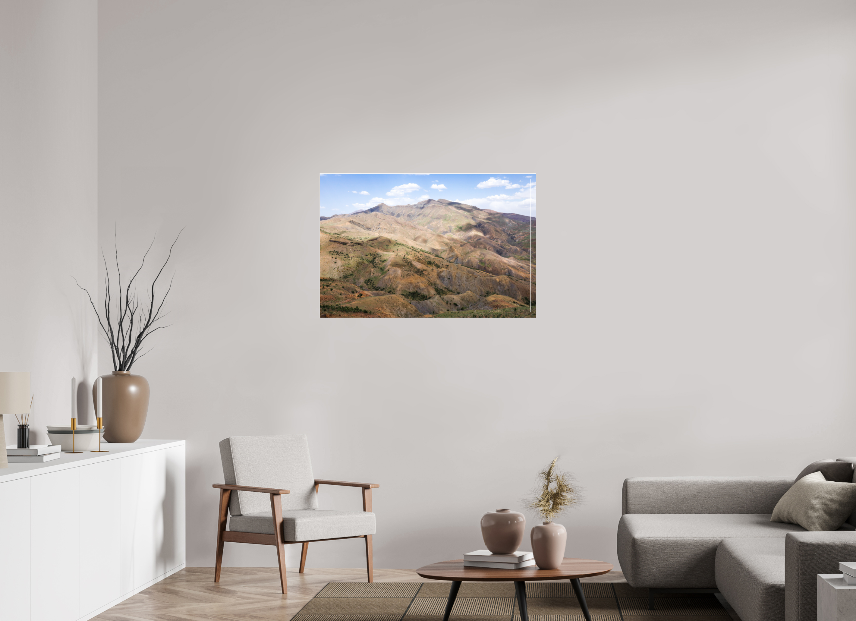 105 x 70 cm, Acrylic glossy 2mm - Alu Slime Frame - white Atlas from Marocco