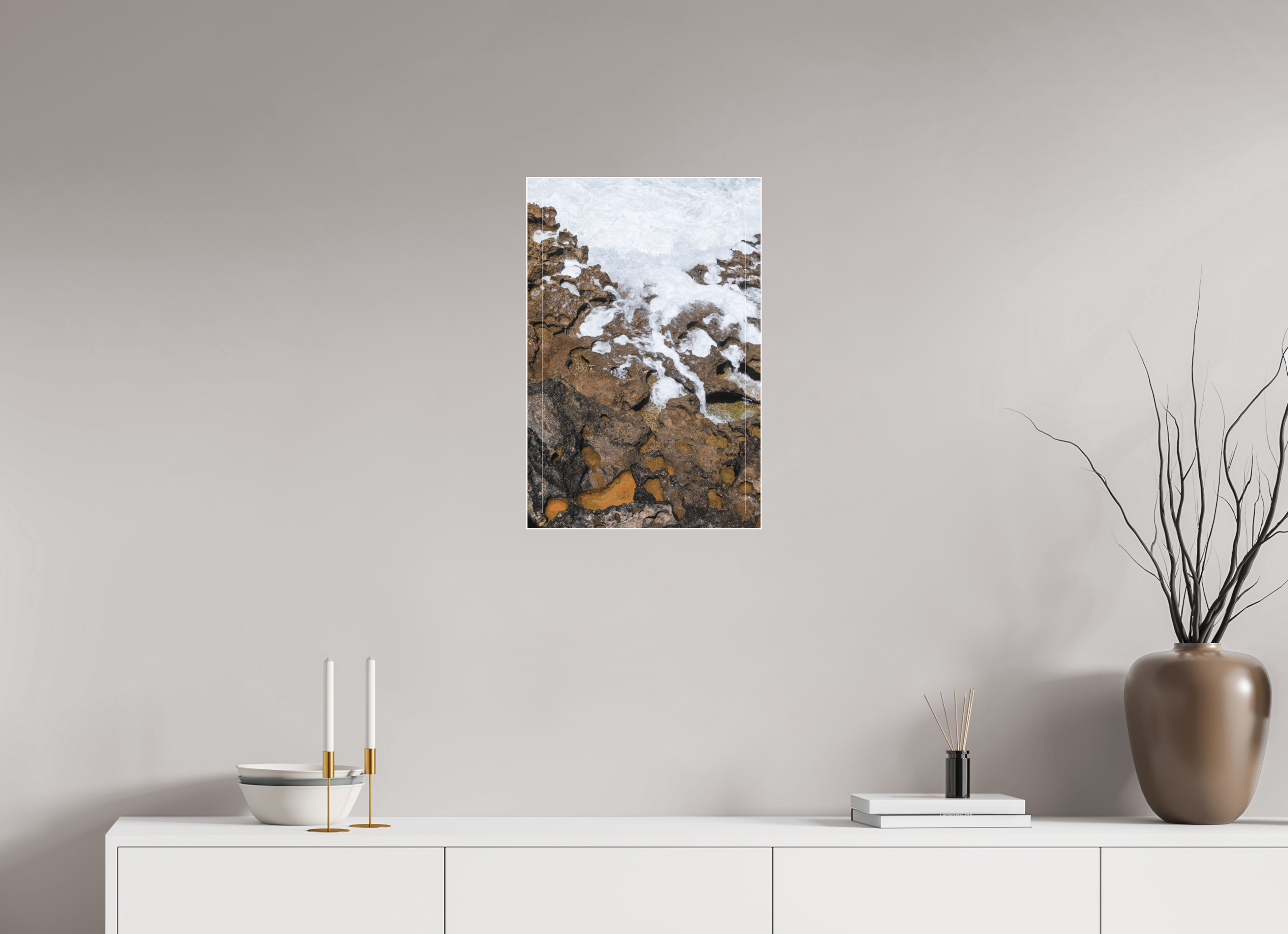 40 x 60 cm, Acrylic matt 2mm - Alu Slime Frame - white Earth & Sea 2