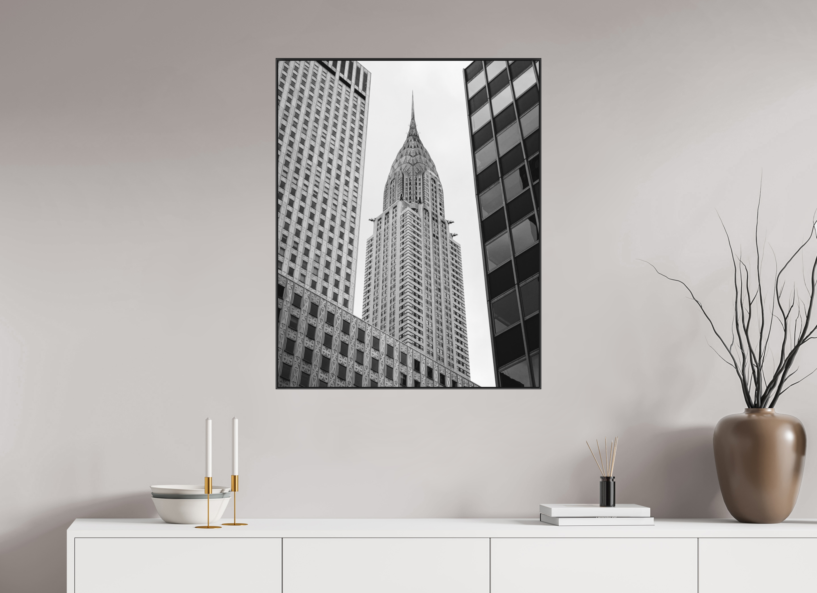 70 x 87,5 cm, Acrylic matt 2mm - Alu American case 25mm - black Chrysler Building