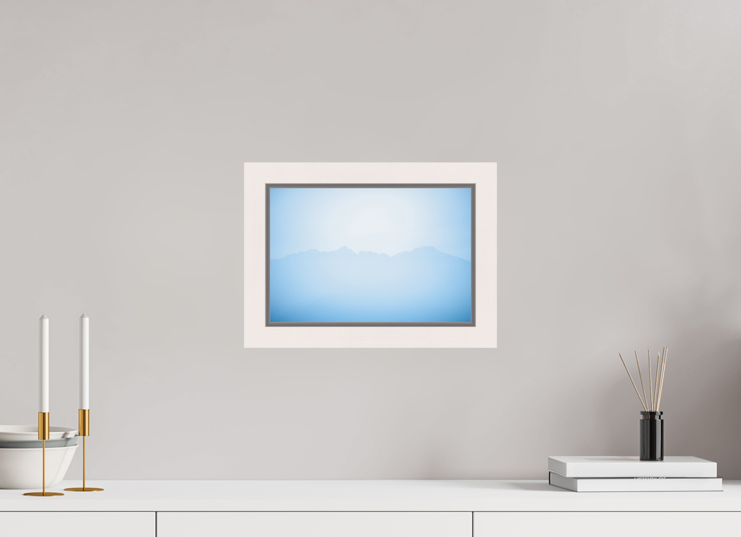 30 x 20 cm, Acrylic glossy 2mm - American case 31mm - mapple white Mountains of Como Lac