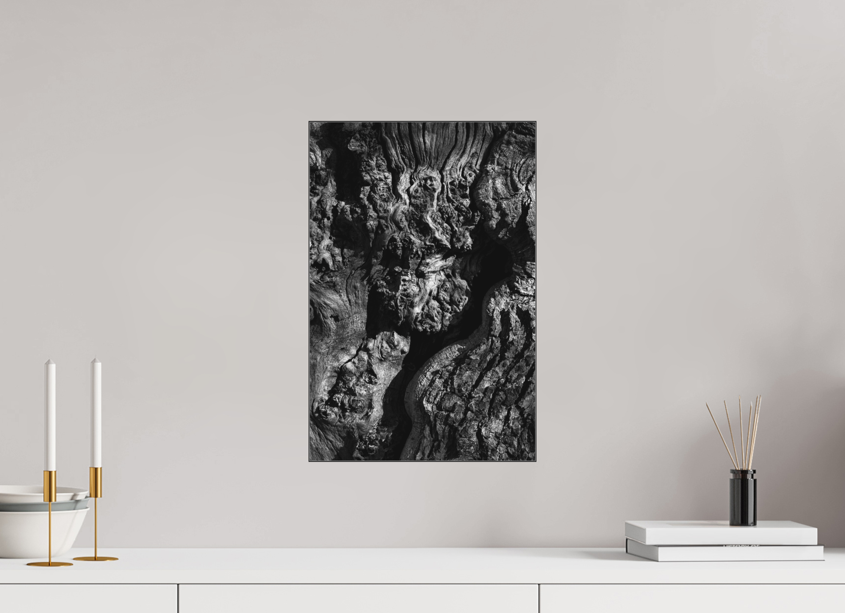 30 x 45 cm, Acrylic matt 2mm - Alu Slime Frame - black Tree skin