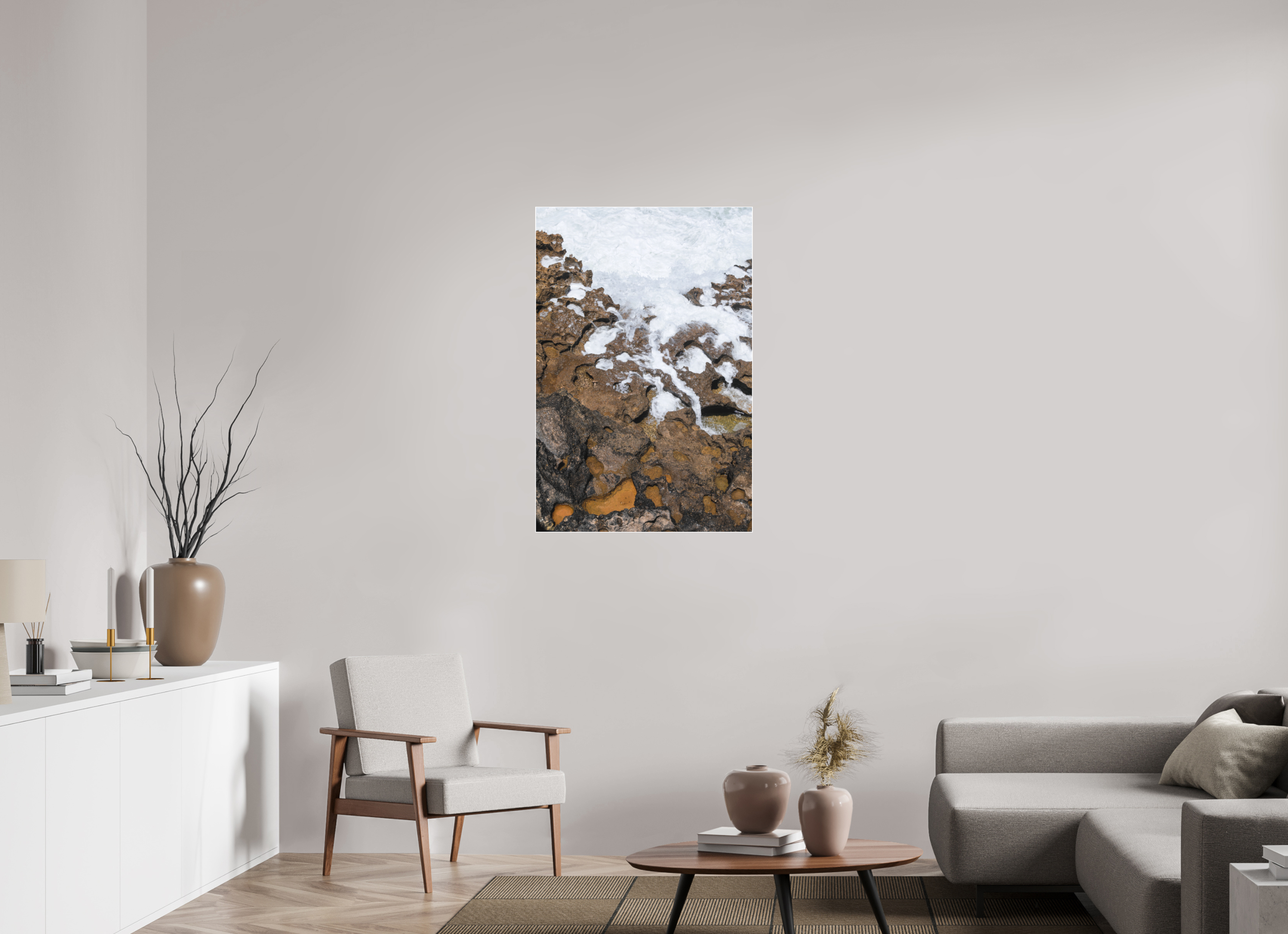 70 x 105 cm, Acrylic matt 2mm - Alu Slime Frame - white Earth & Sea 2