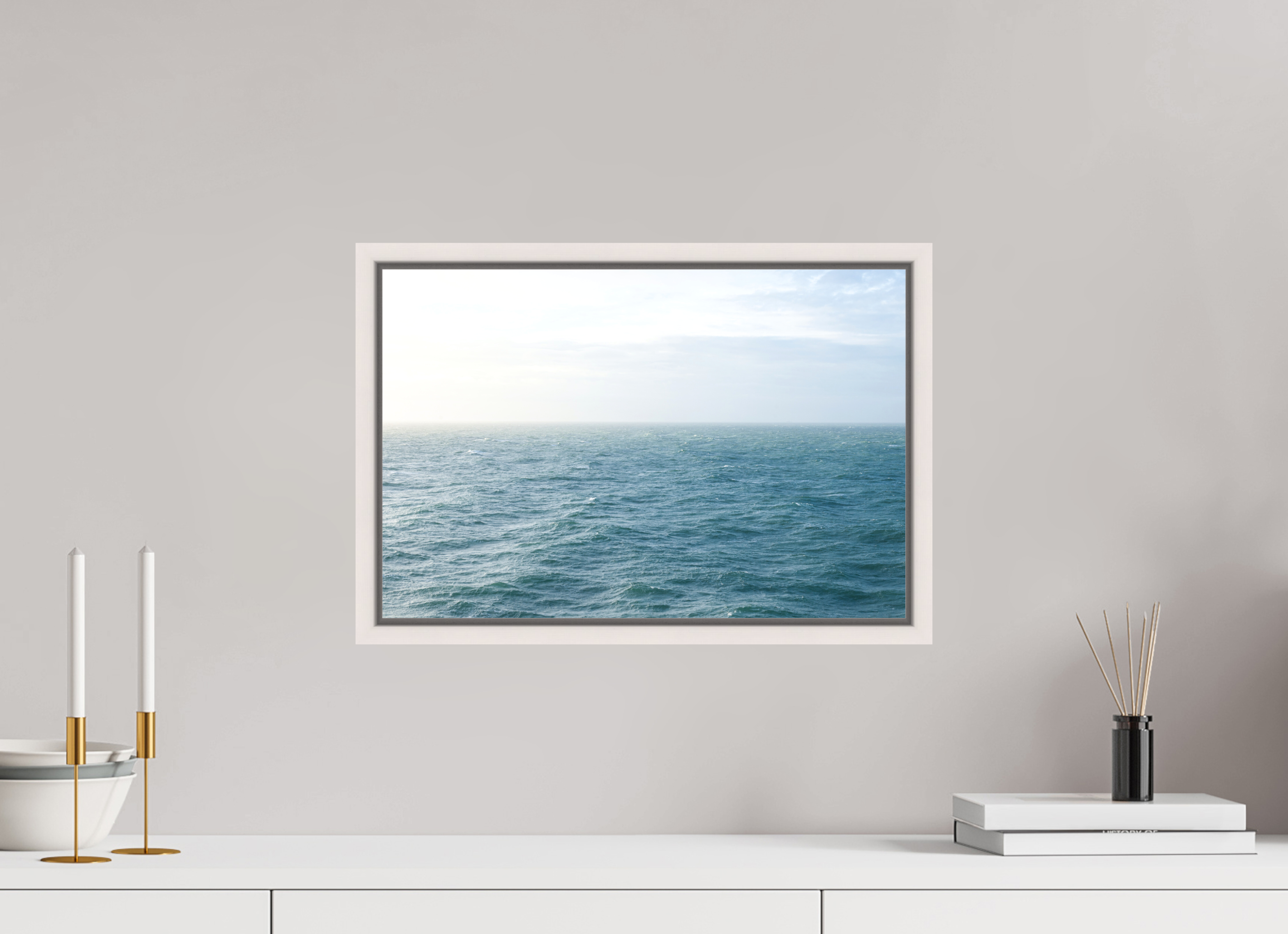 45 x 30 cm, Acrylic matt 2mm - American case 15mm - mapple white North Sea