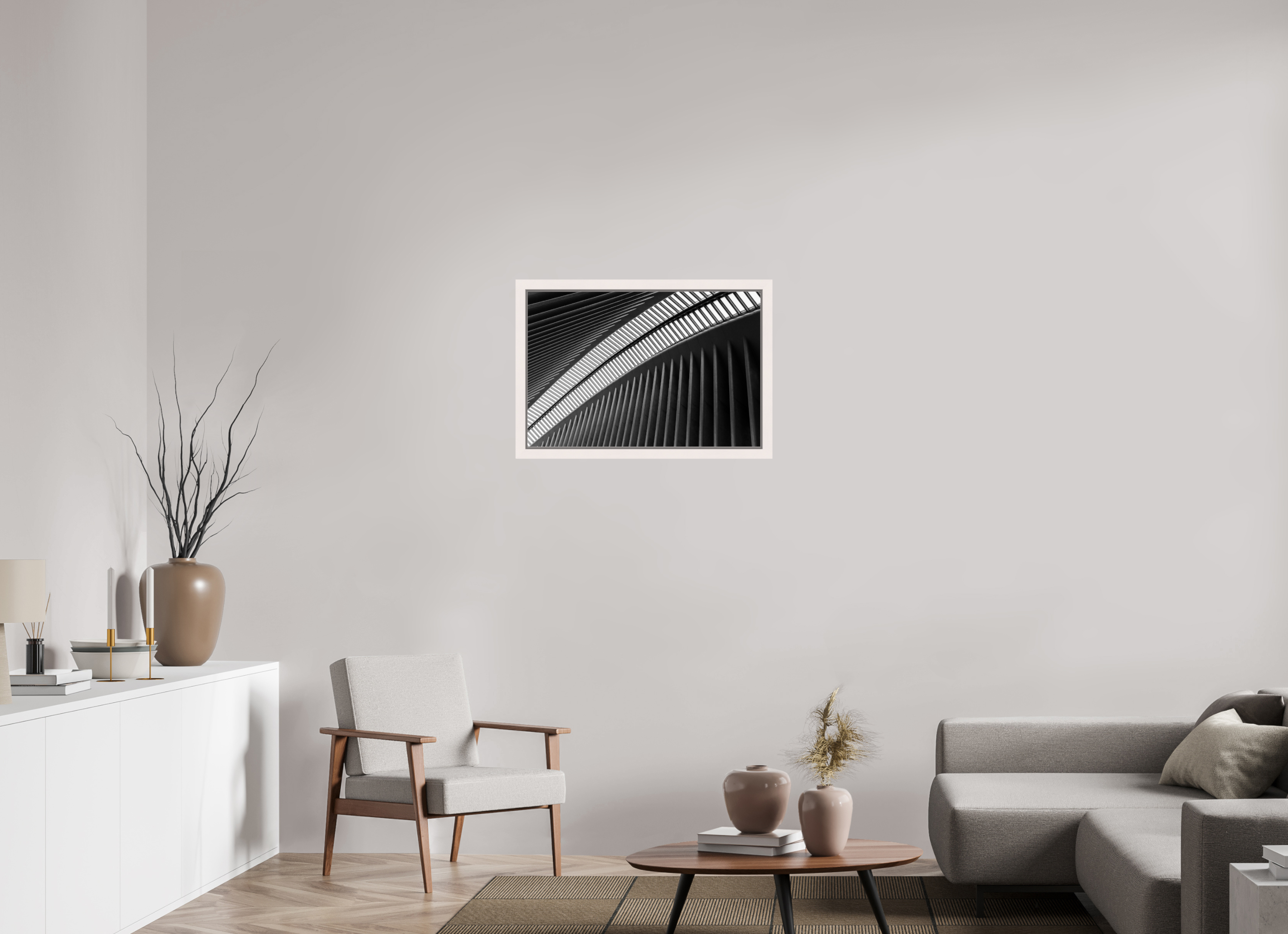 75 x 50 cm, Acrylic glossy 2mm - American case 31mm - mapple white Oculus - Ground Zero