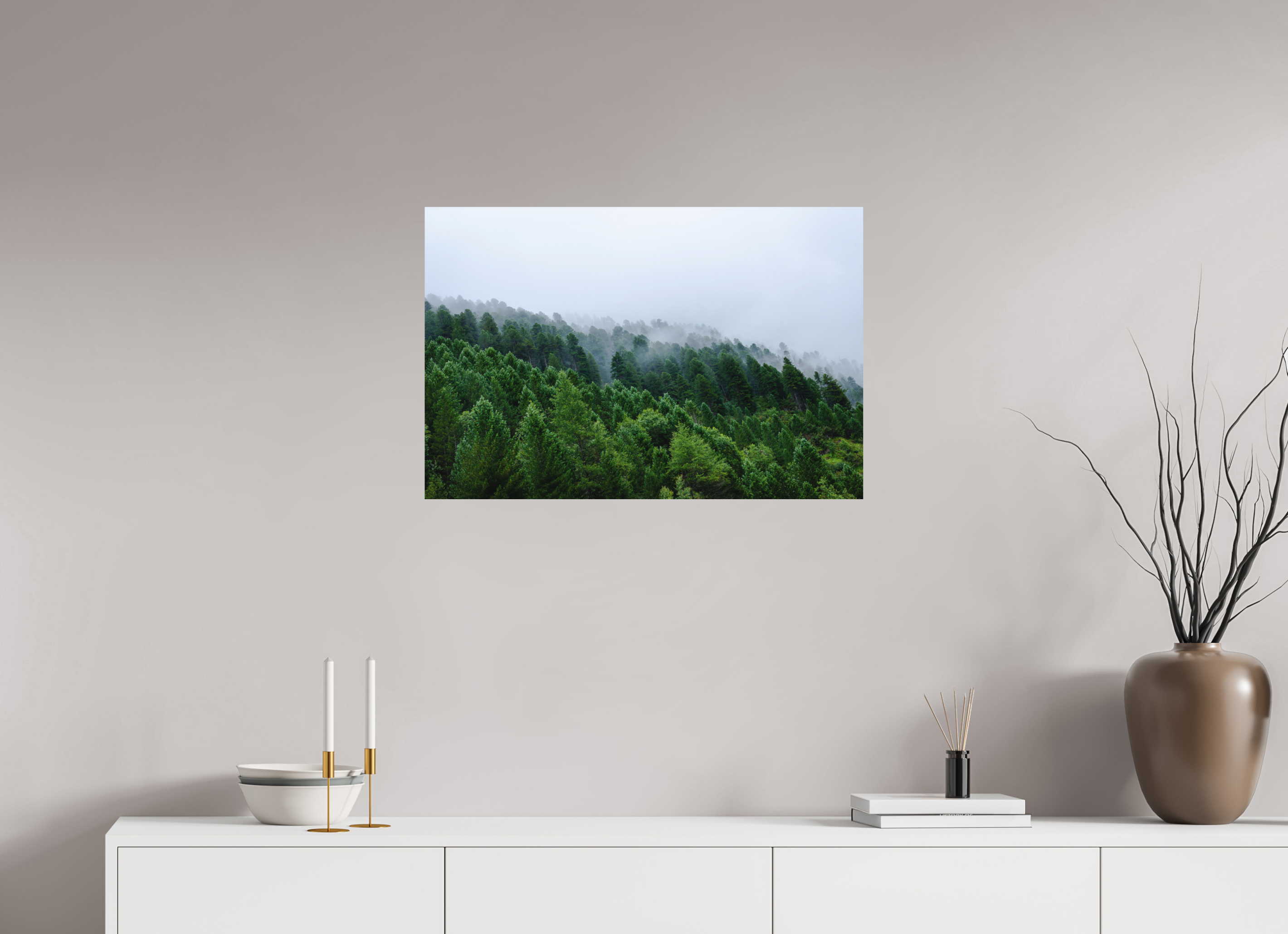 75 x 50 cm, Photo print Matt on Alu Dibond Trees lined slope 2