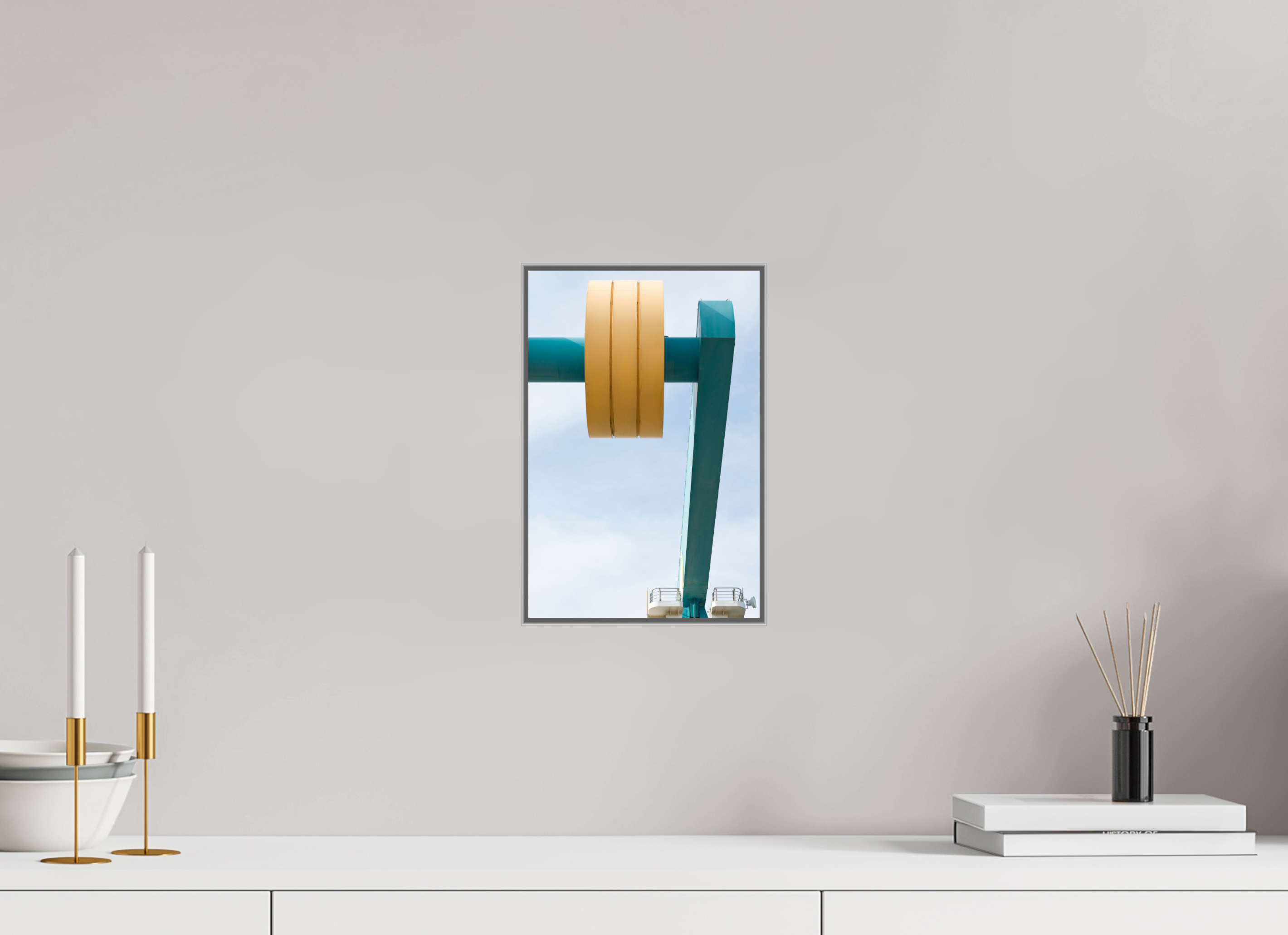 20 x 30 cm, Acrylic glossy 2mm - Alu American case 25mm - silver Counterweight