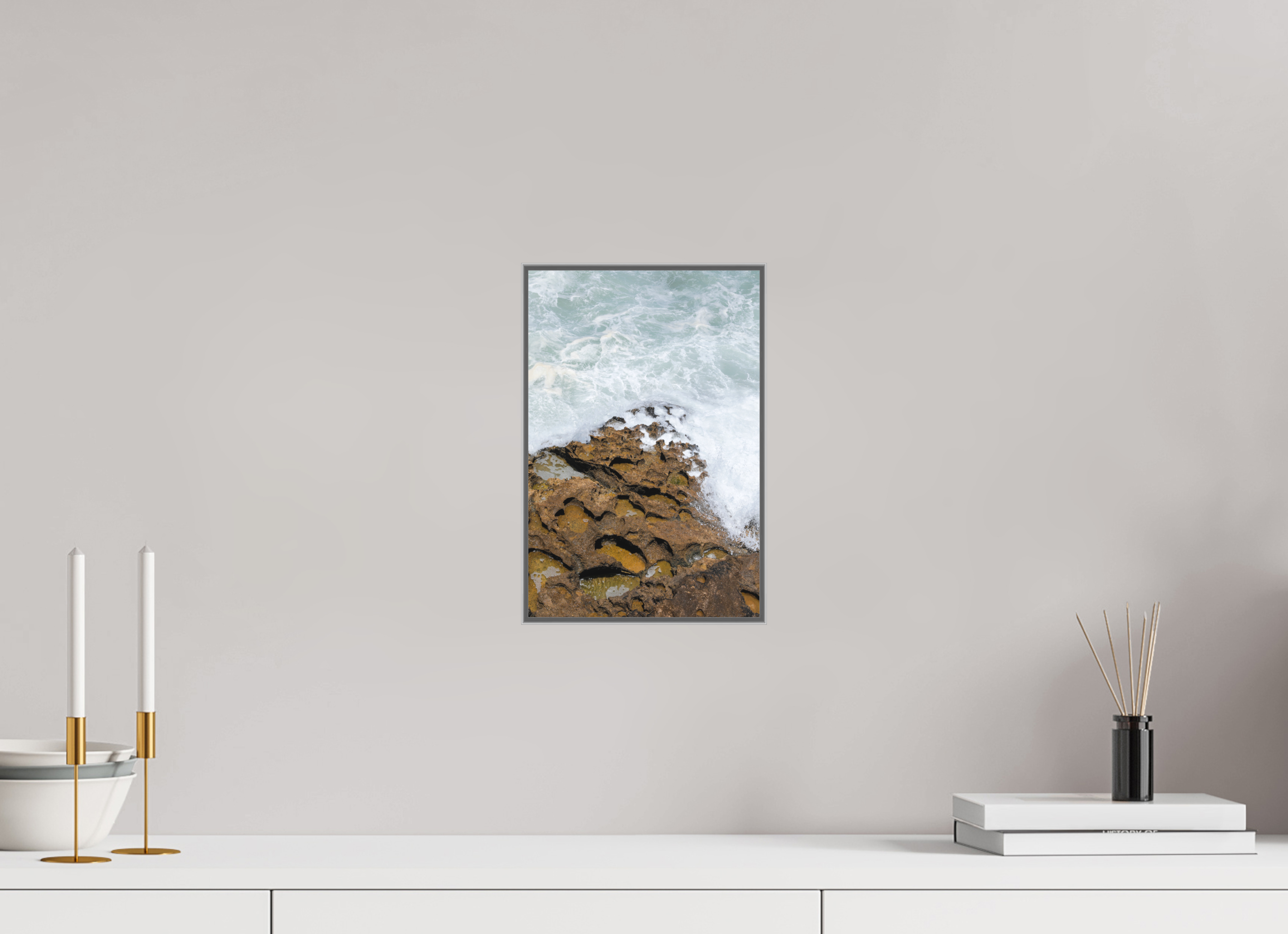 20 x 30 cm, Acrylic matt 2mm - Alu American case 25mm - silver Earth & Sea