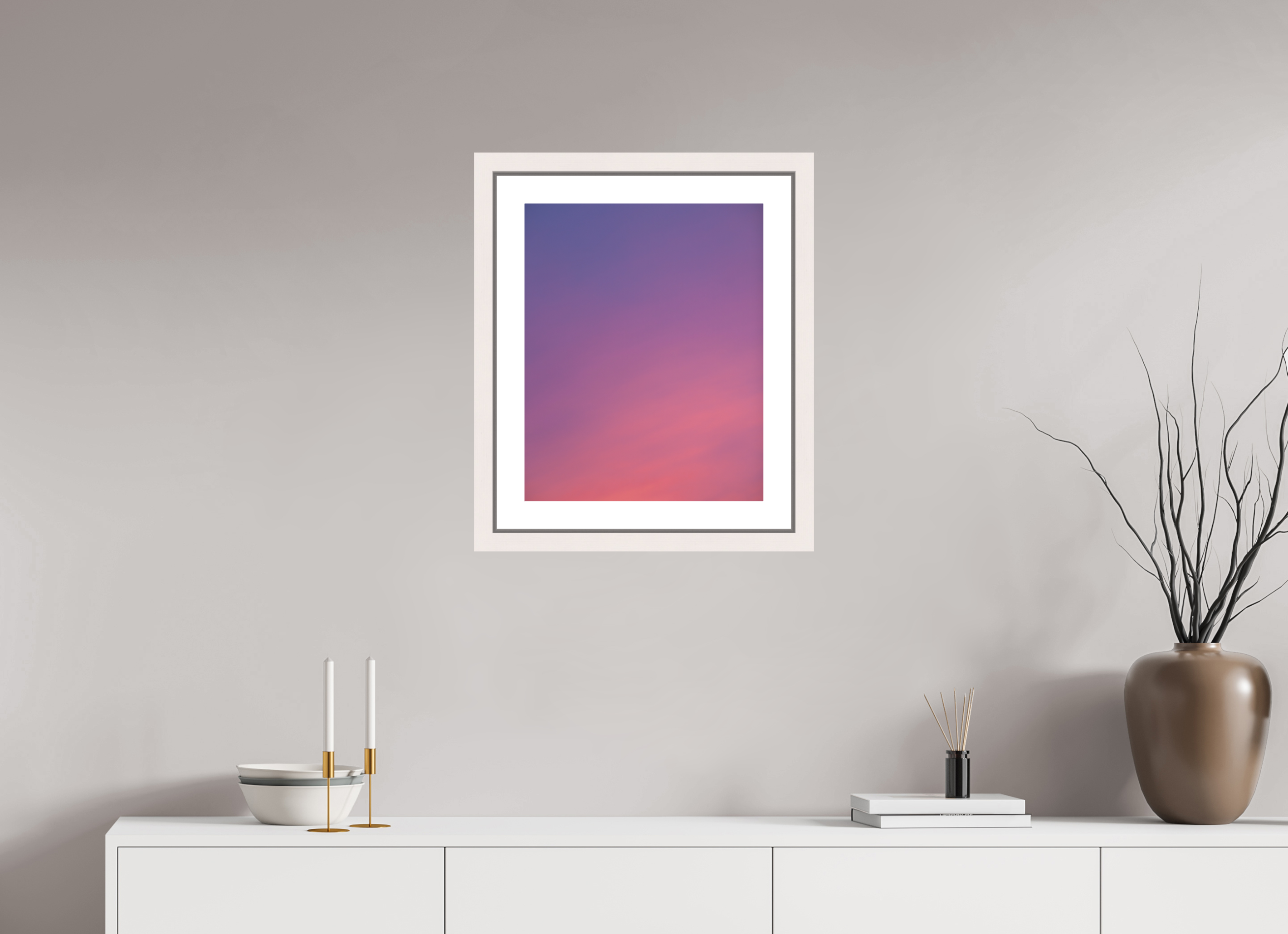 40 x 50 cm, Fine Art Print - Infinity Rag Photo 2 - border 5cm- Ame case 31mm - mapple white Sunset in Hamburg