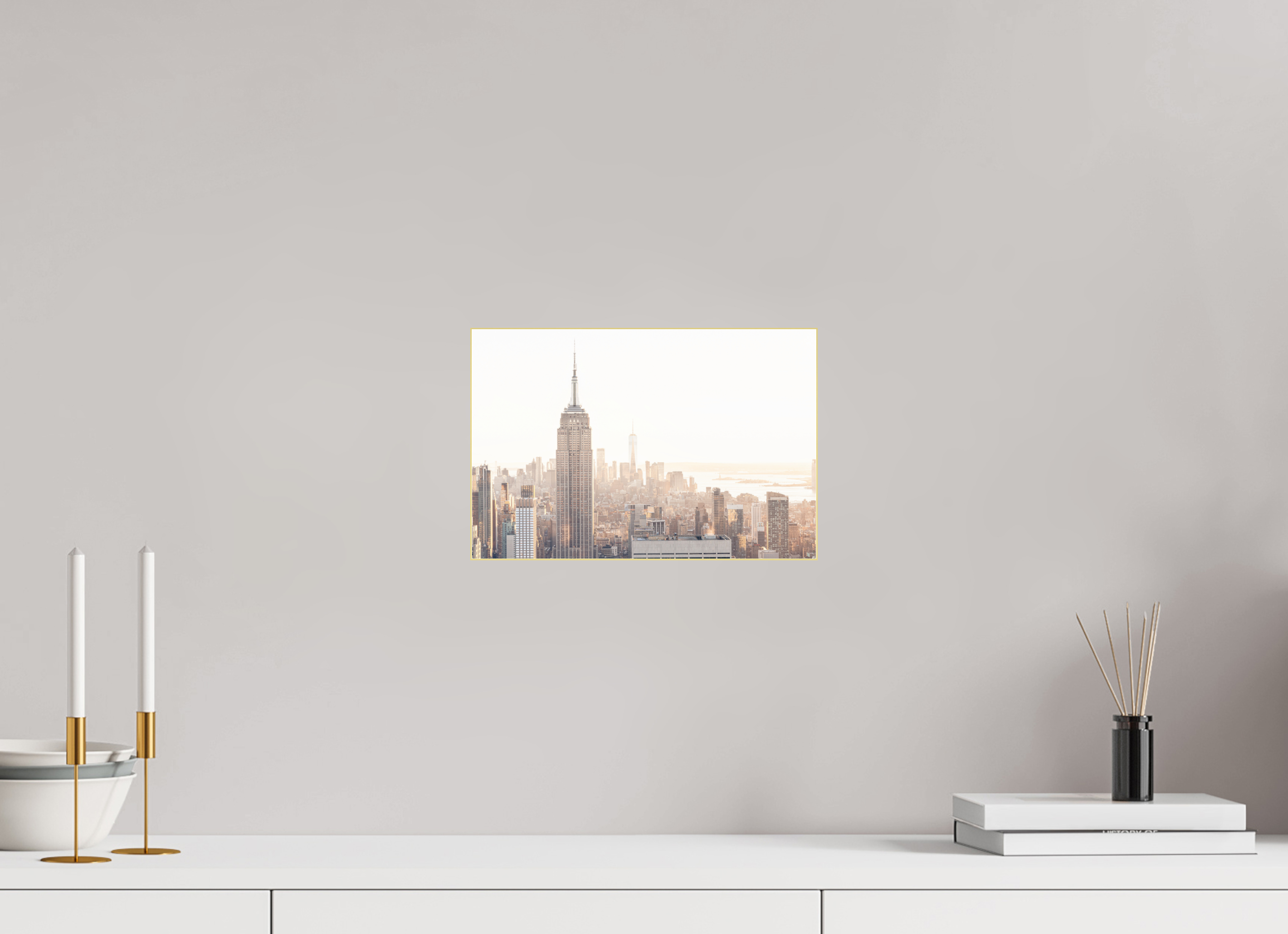 30 x 20 cm, Acrylic glossy 2mm - Alu Slime Frame - gold Empire State Building sunnygold