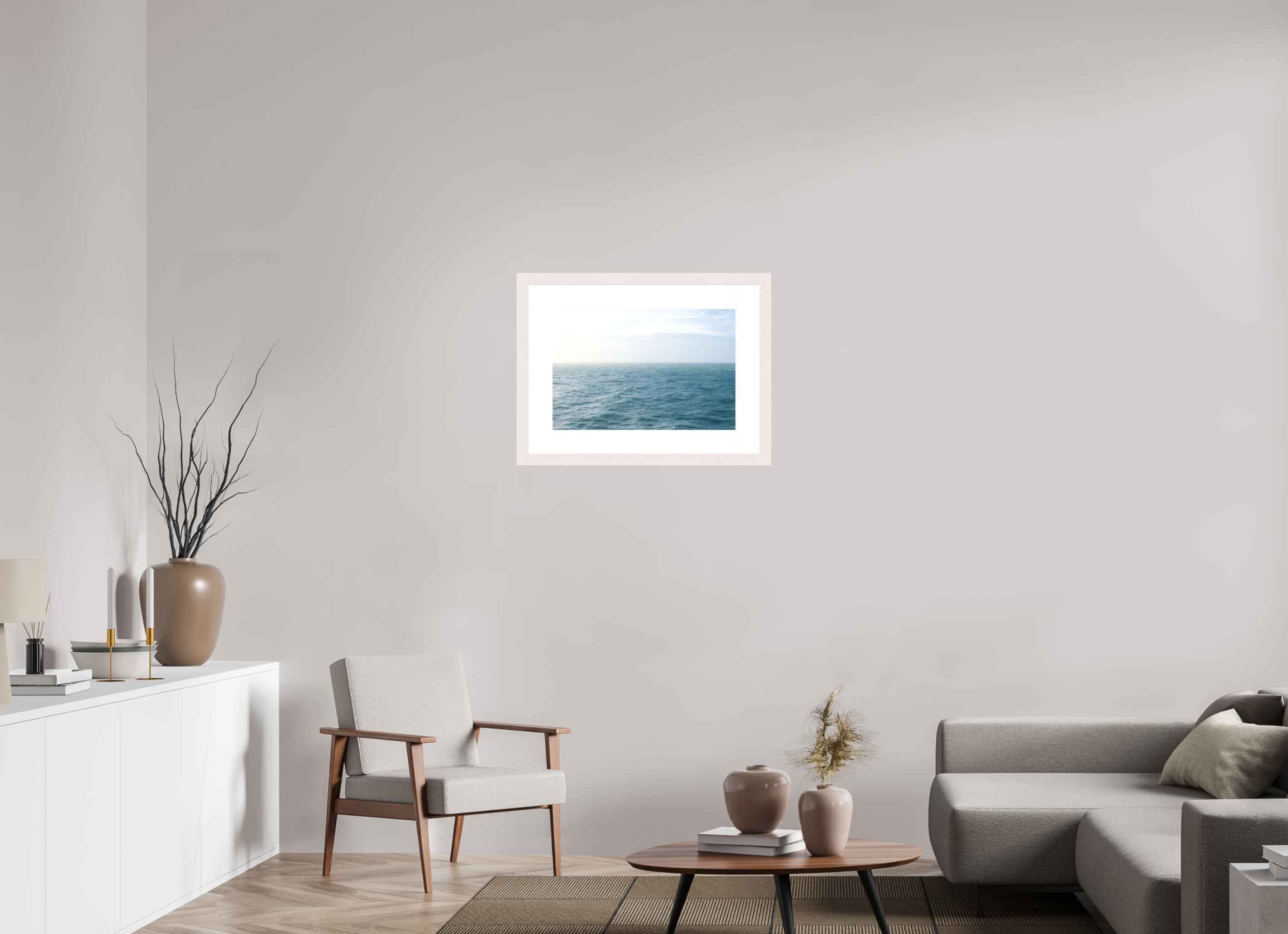 60 x 40 cm, Fine Art Print - Infinity Rag Photo 2 - PP 8cm - Mapple white Frame 40mm North Sea