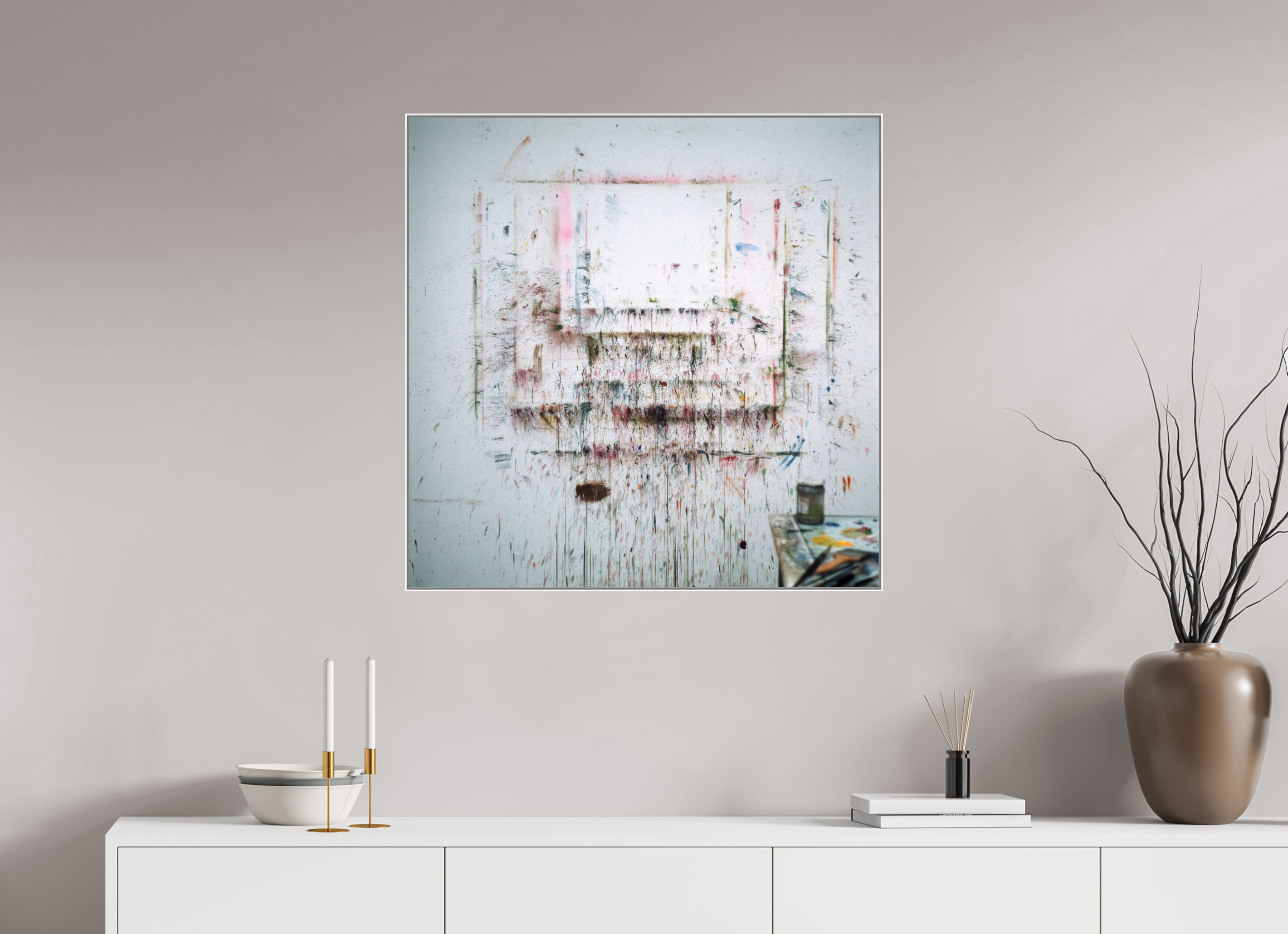 80 x 80 cm, Acrylic glossy 2mm - Alu American case 25mm - white A for Art