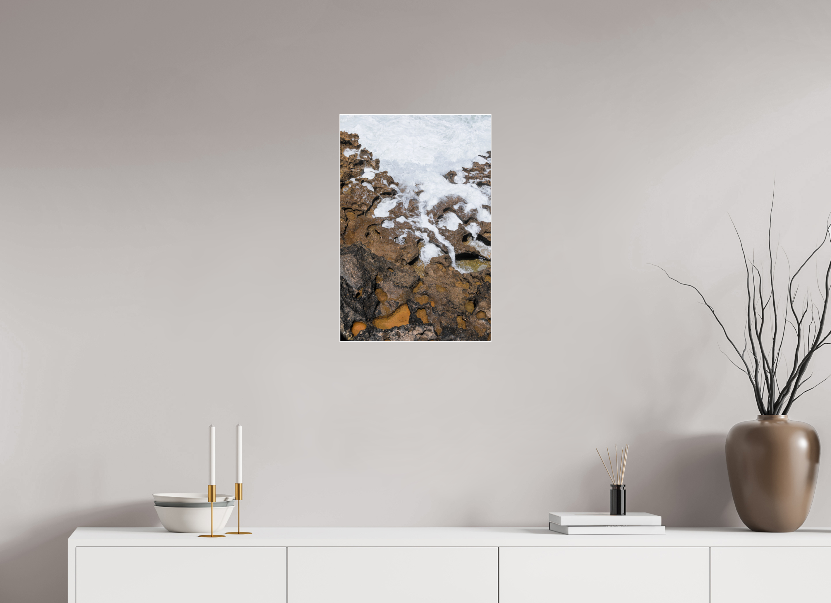 40 x 60 cm, Acrylic glossy 2mm - Alu Slime Frame - white Earth & Sea 2