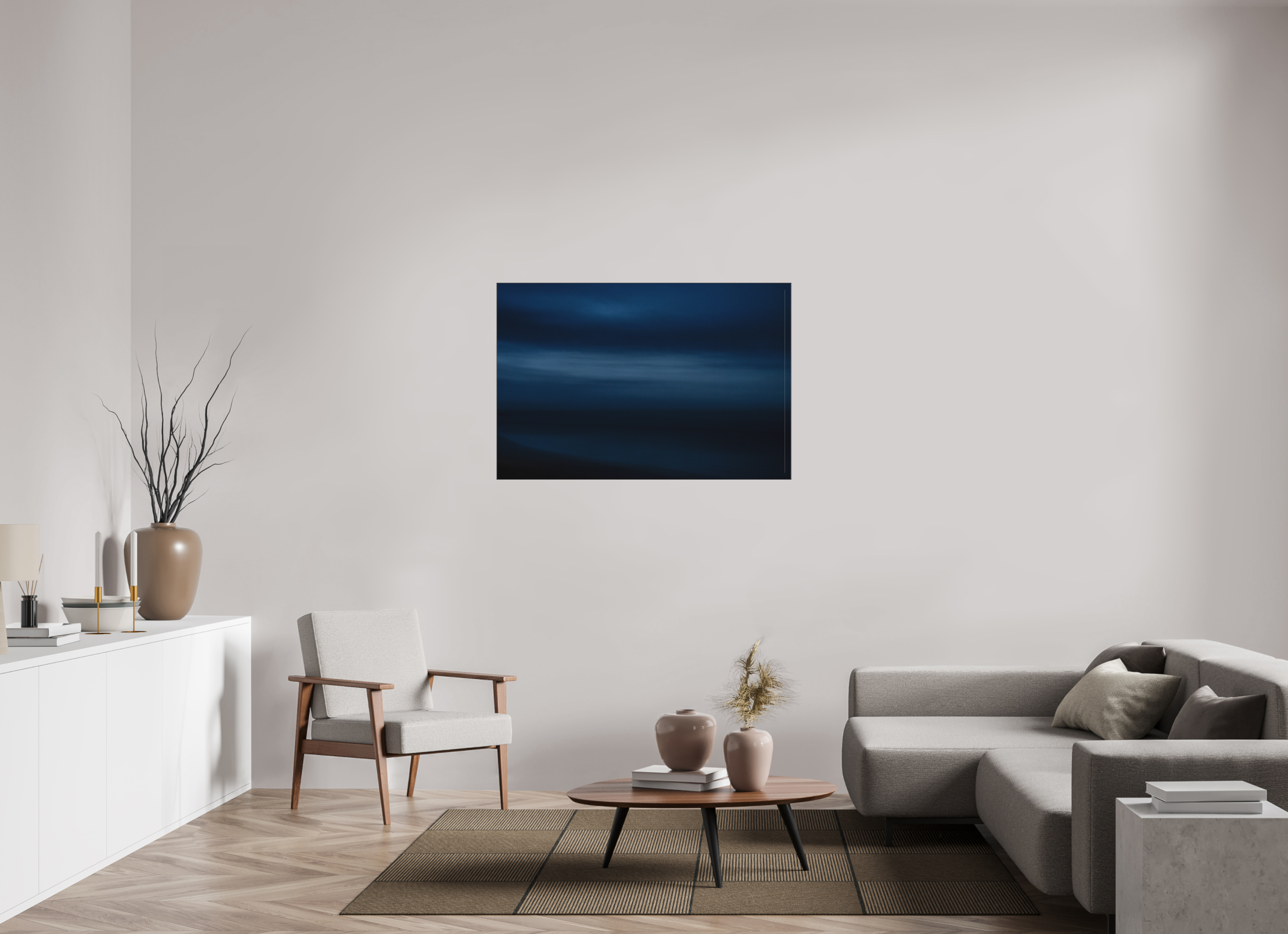 120 x 80 cm, Acrylic matt 2mm - Alu Slime Frame - black The sea at night