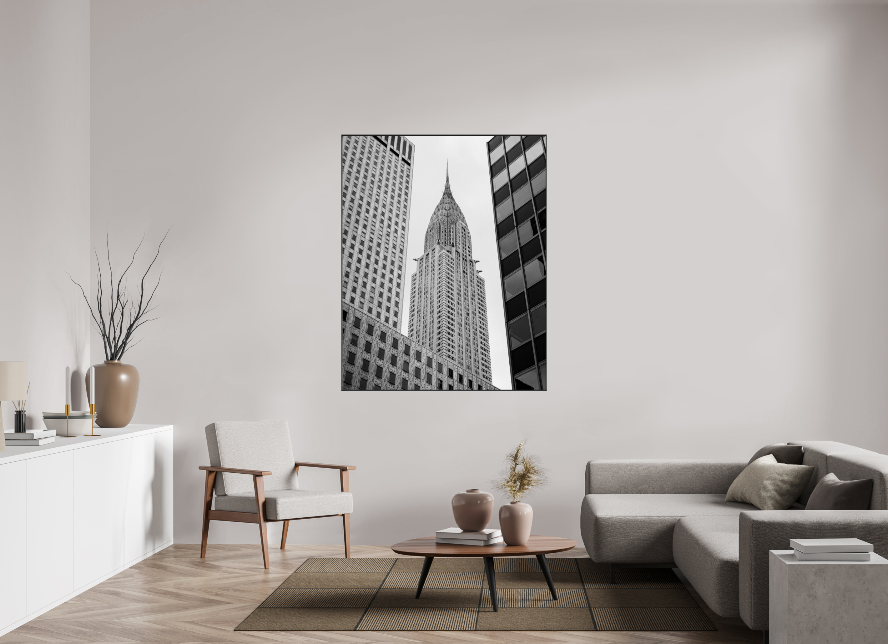 120 x 150 cm, Acrylic glossy 2mm - Alu American case 25mm - black Chrysler Building