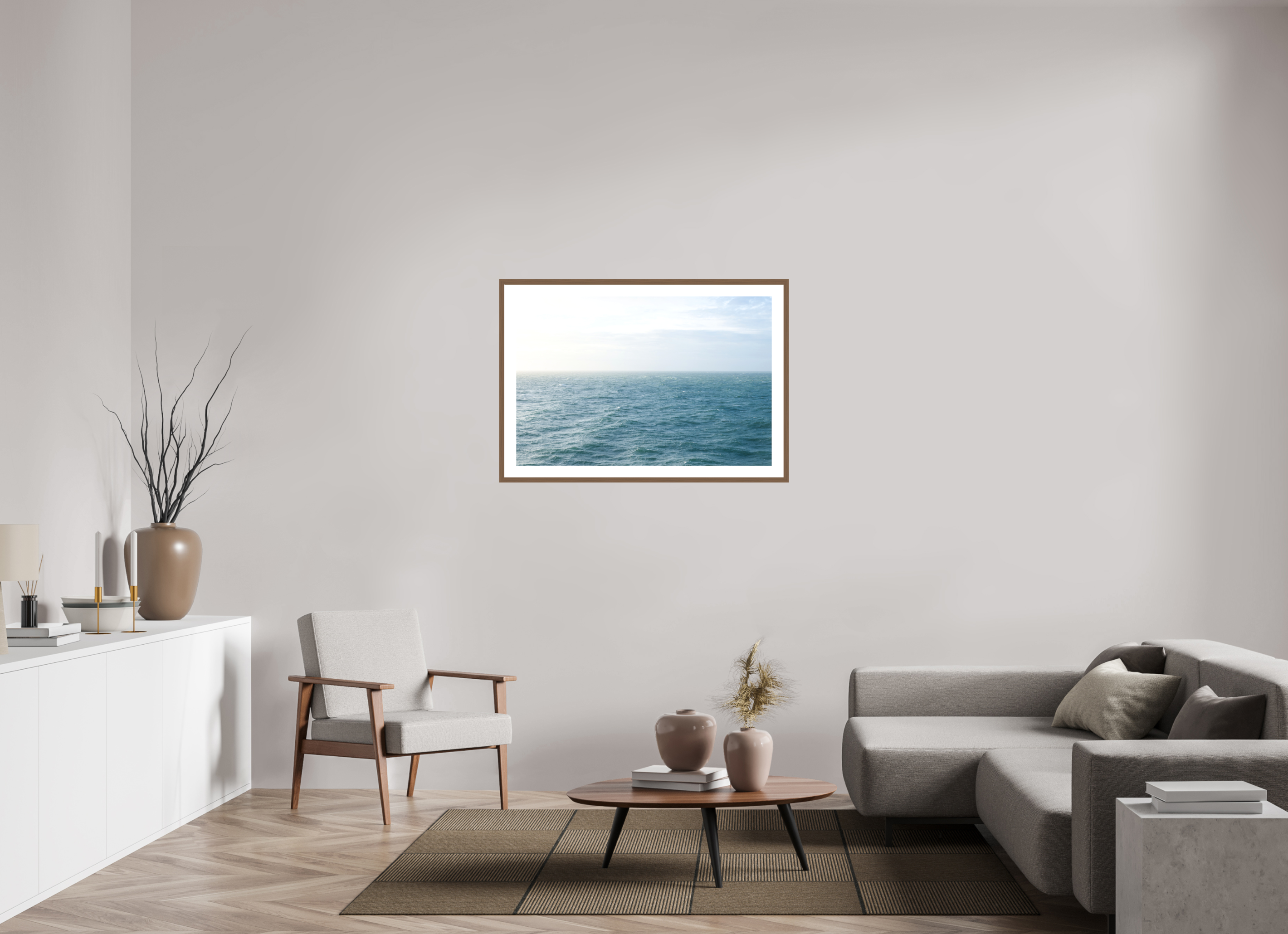 105 x 70 cm, Fine Art Print - Infinity Rag Photo 2 - PP 5cm - Walnus Frame 20mm North Sea