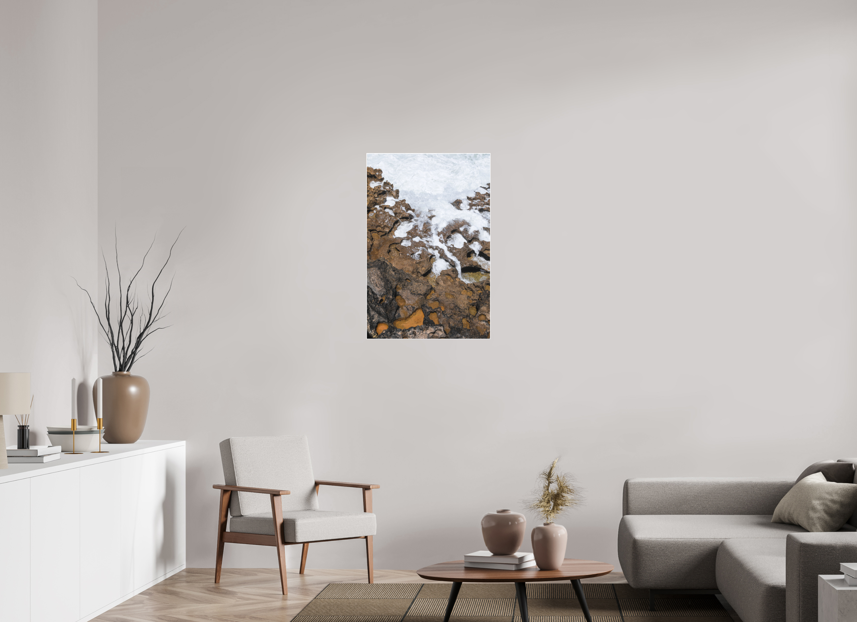 60 x 90 cm, Acrylic matt 2mm - Alu Slime Frame - white Earth & Sea 2