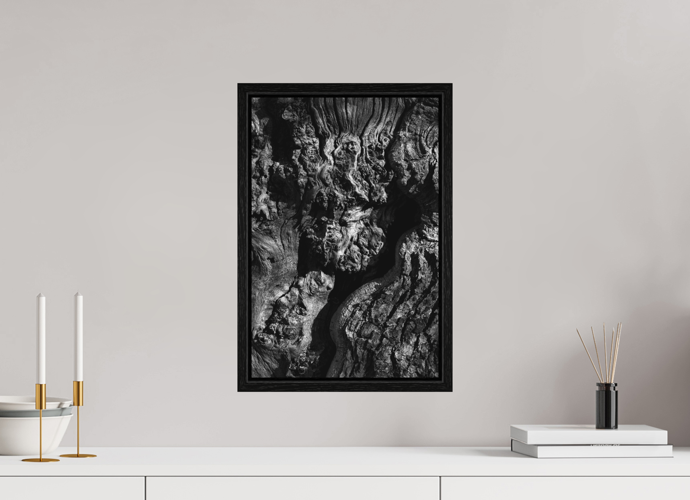 30 x 45 cm, Acrylic matt 2mm - American case 15mm - oak black Tree skin