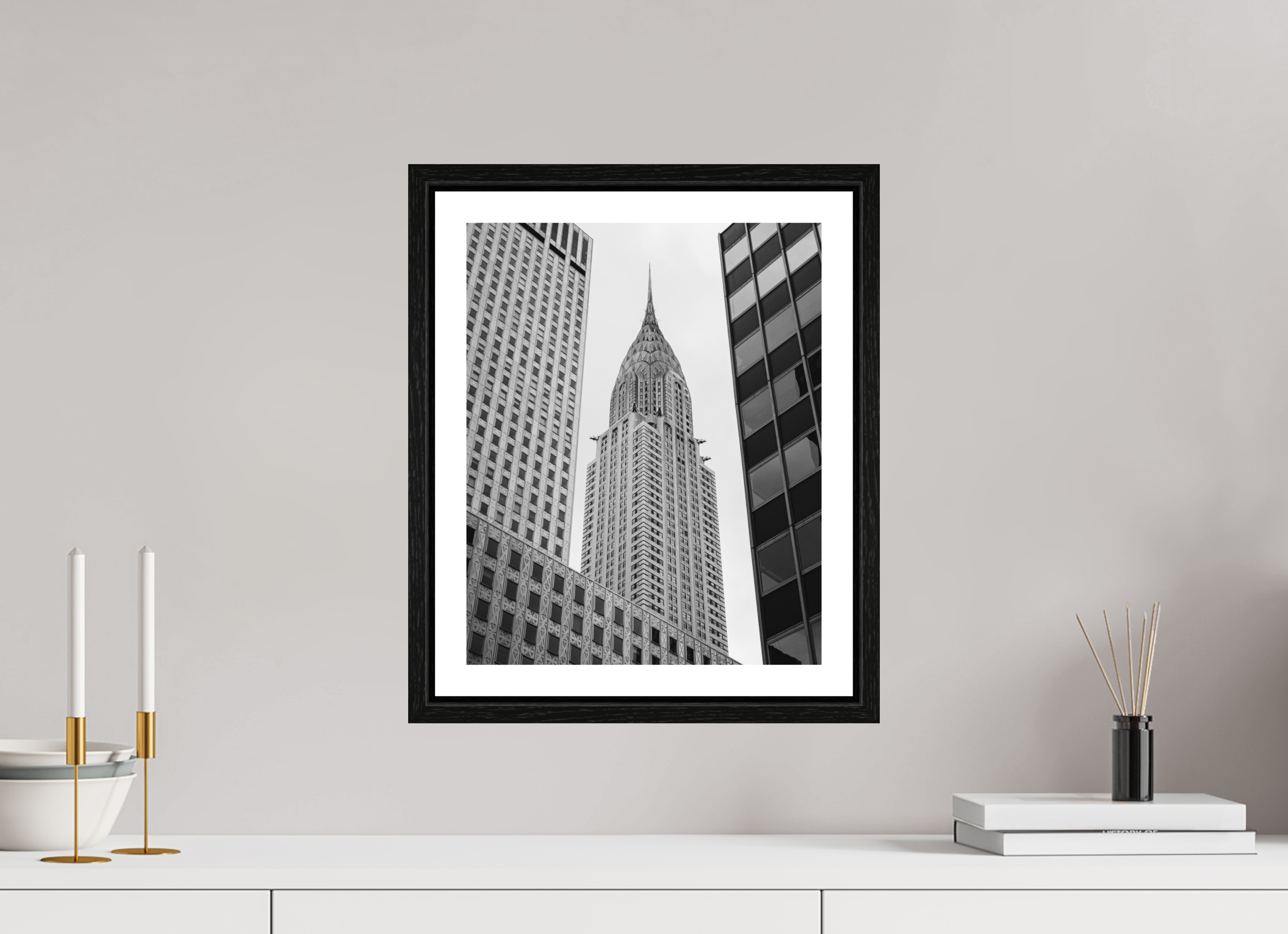 30 x 37,5 cm, Fine Art Print - Infinity Rag Photo 2 - border 3cm- Ame case 15mm - oak black Chrysler Building