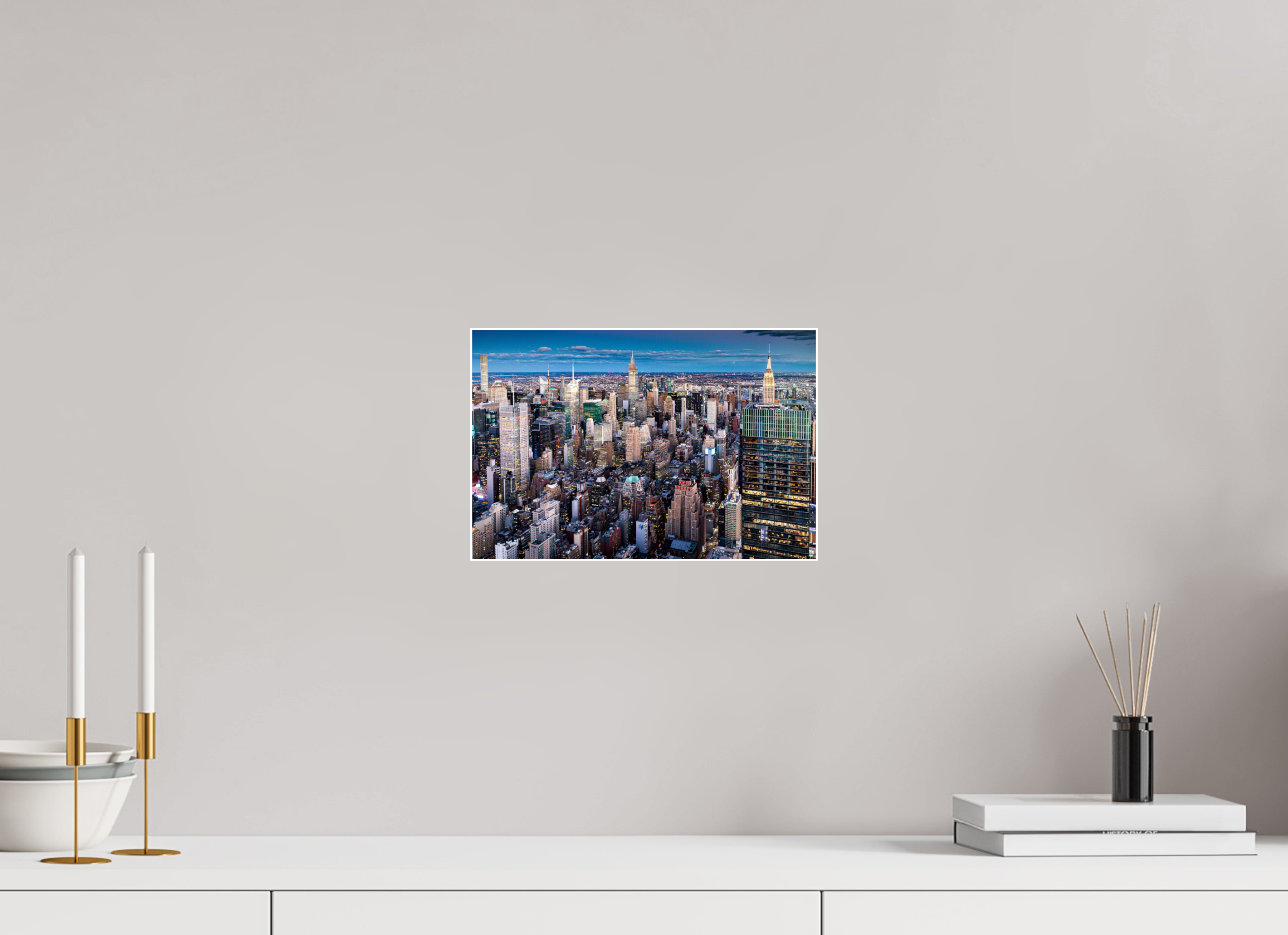 30 x 20 cm, Acrylic glossy 2mm - Alu Slime Frame - white NYC by night 2