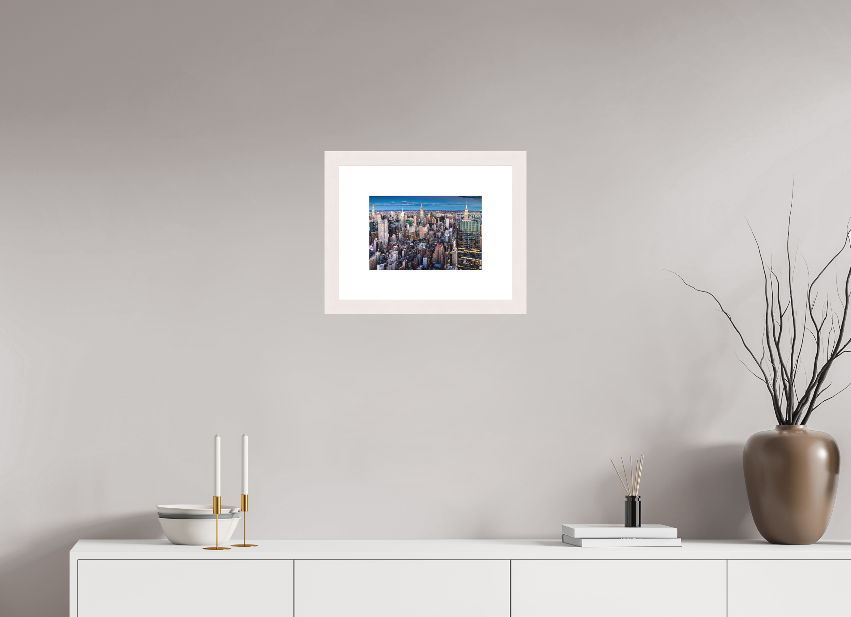 30 x 20 cm, Fine Art Print - Infinity Rag Photo 2 - PP 8cm - Mapple white Frame 40mm NYC by night 2