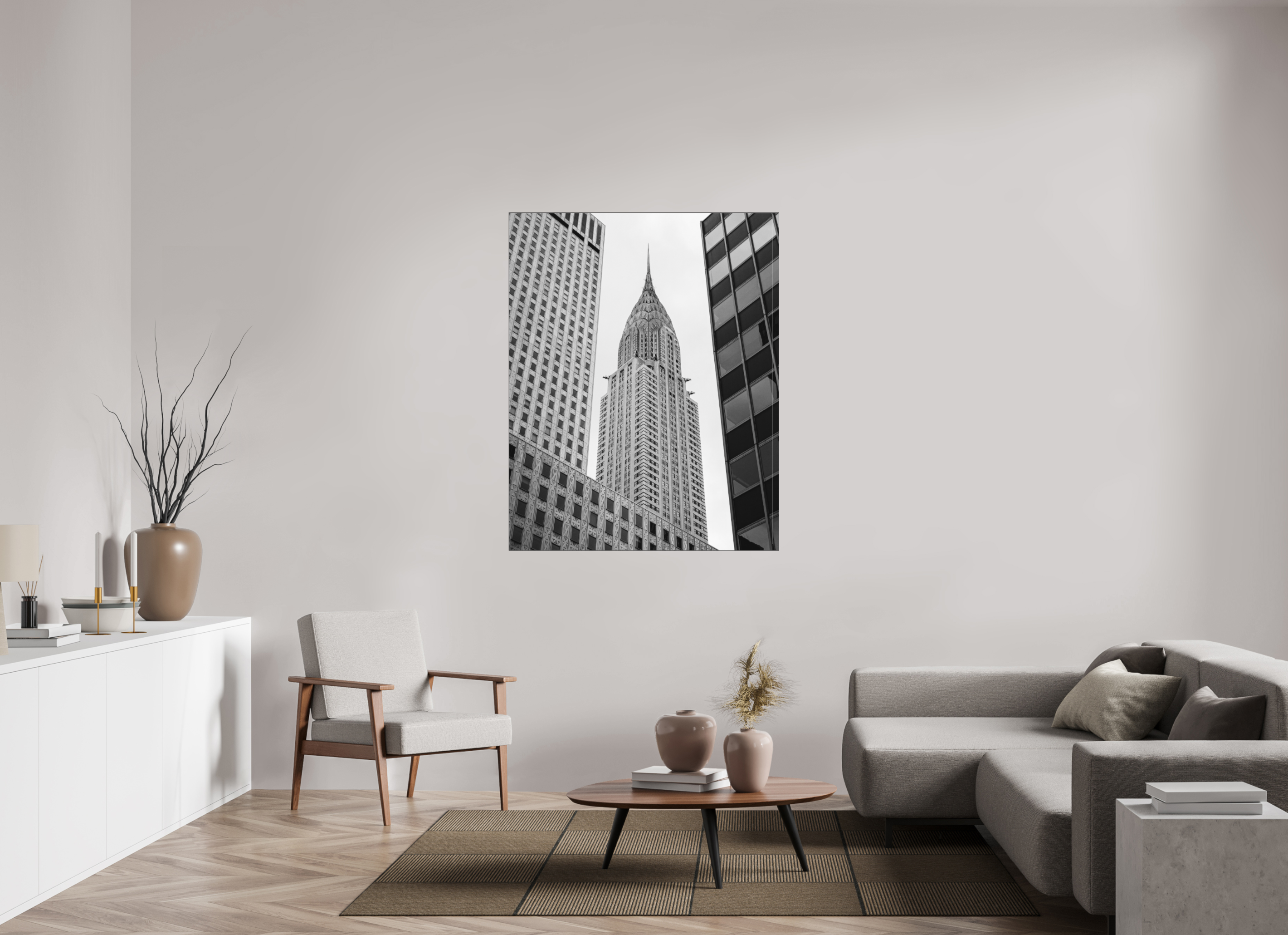 110 x 137,5 cm, Acrylic matt 2mm - Alu Slime Frame - black Chrysler Building