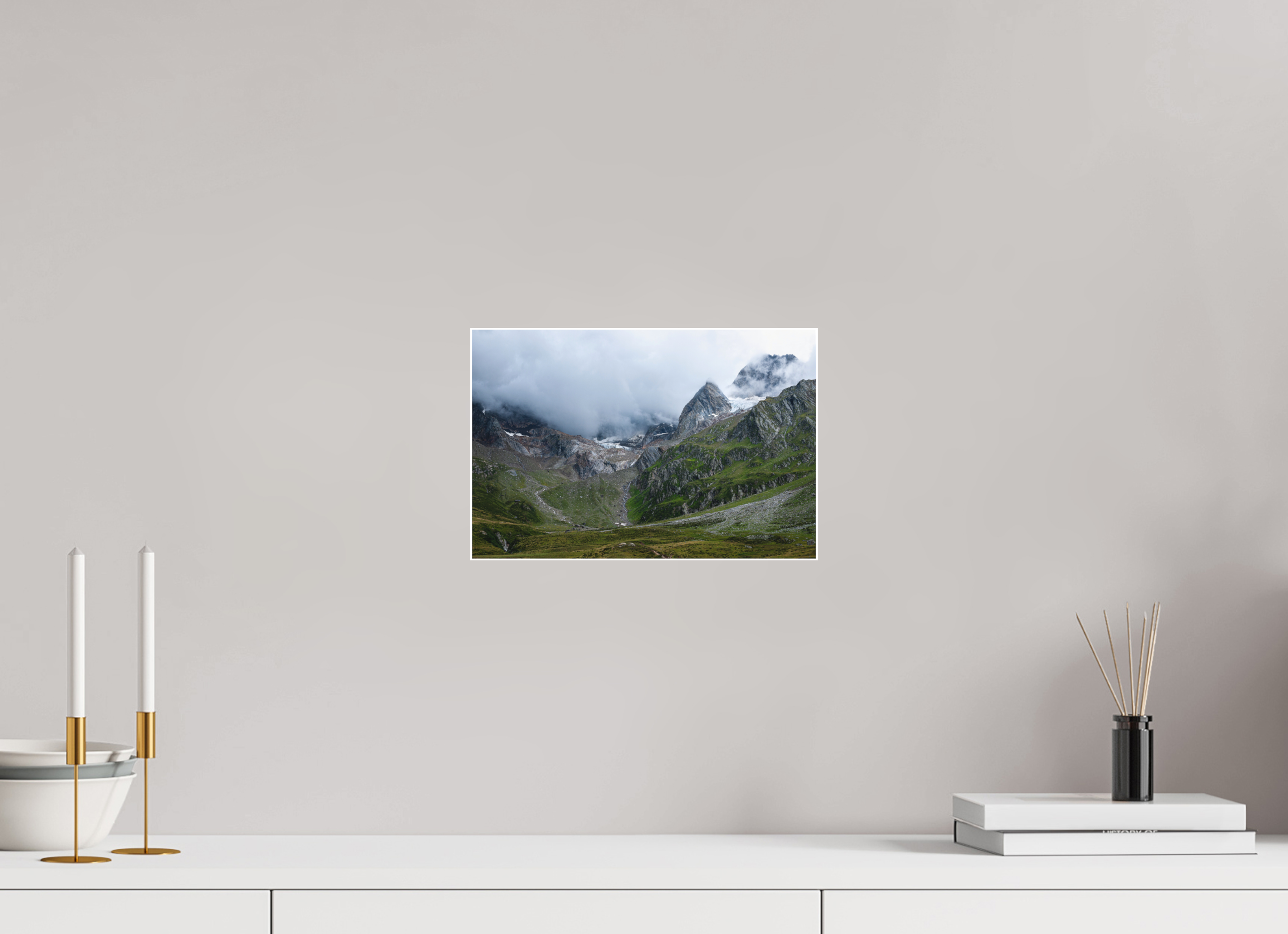 30 x 20 cm, Acrylic matt 2mm - Alu Slime Frame - white South Tyrol