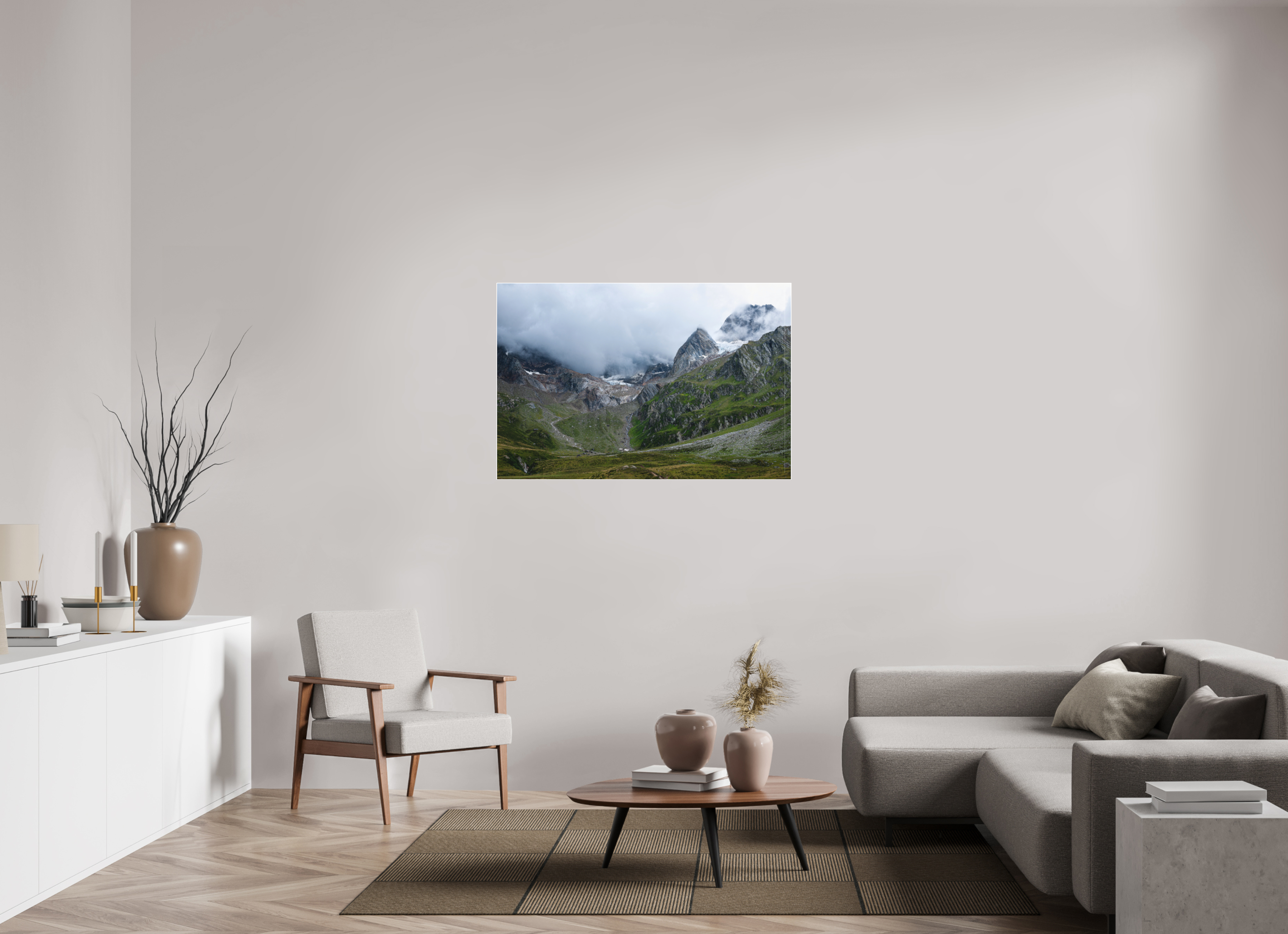 120 x 80 cm, Acrylic matt 2mm - Alu Slime Frame - white South Tyrol