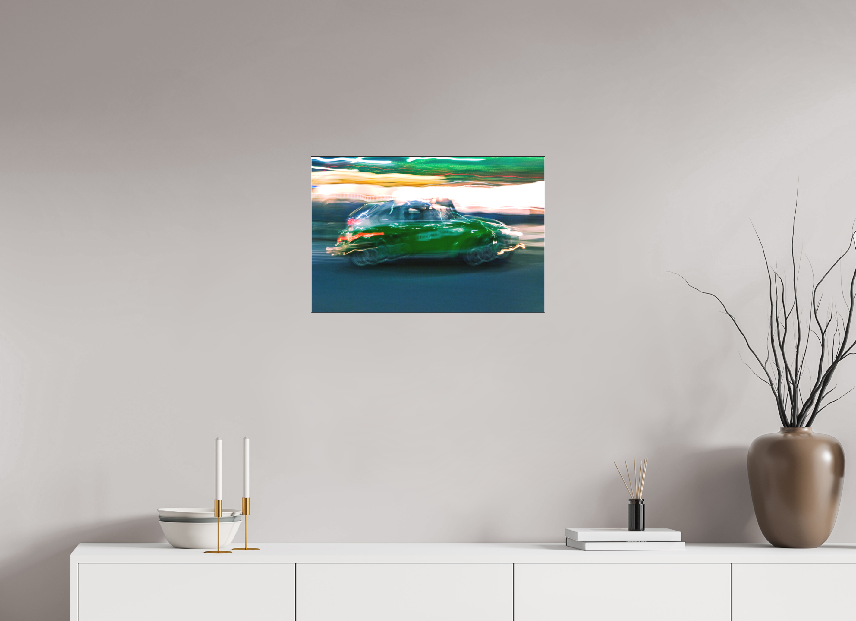 60 x 40 cm, Acrylic matt 2mm - Alu Slime Frame - black Taxi driver D-MX (Kopie)