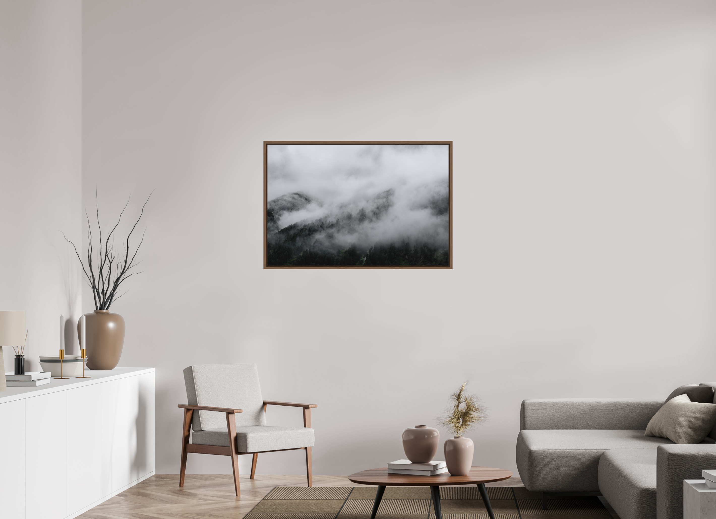 105 x 70 cm, Fine Art Print - Infinity Rag Photo 2 - Ame case 15mm - walnut The misty Mountains