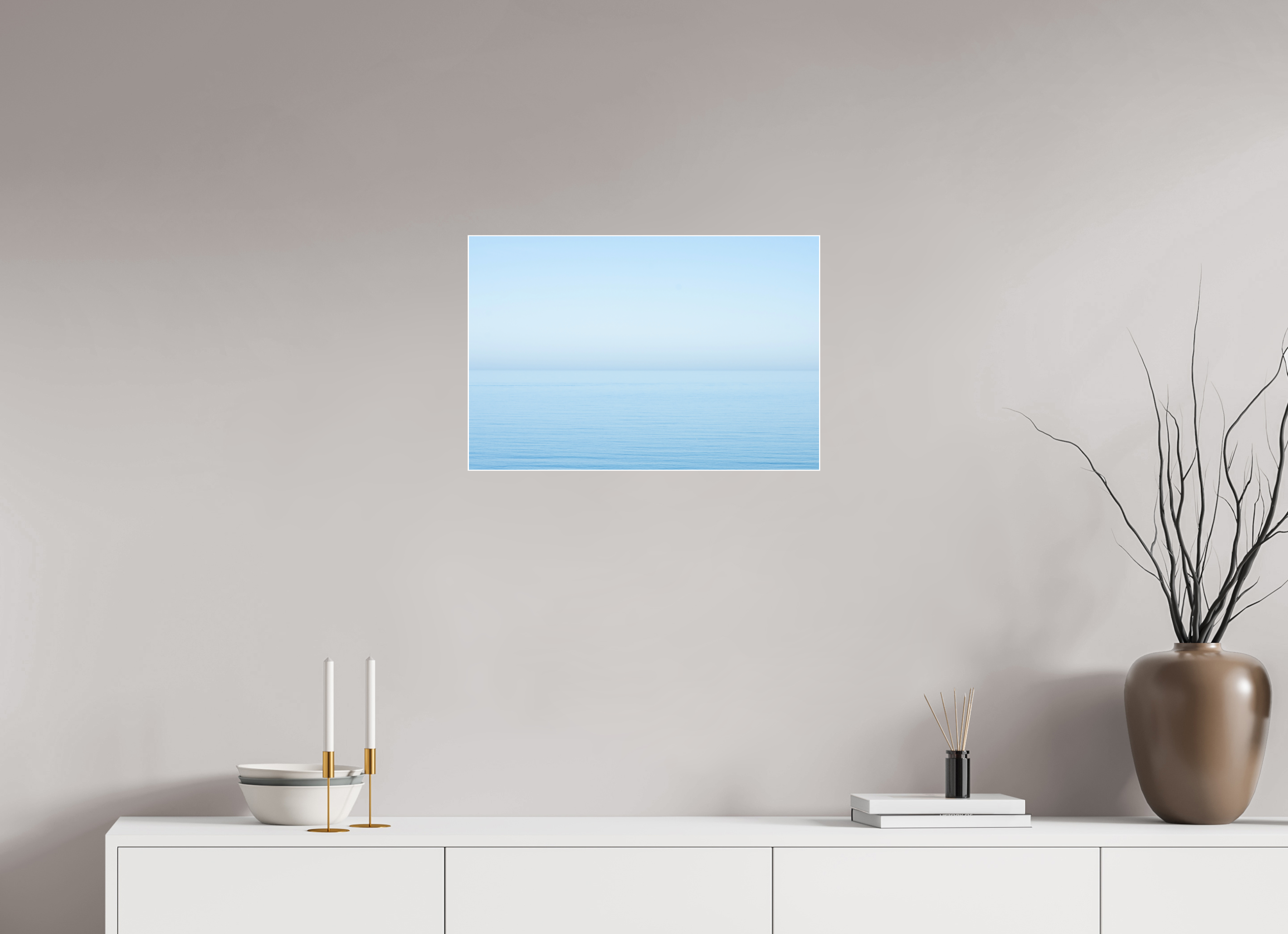 60 x 40 cm, Acrylic glossy 2mm - Alu Slime Frame - white The sea Manche 2