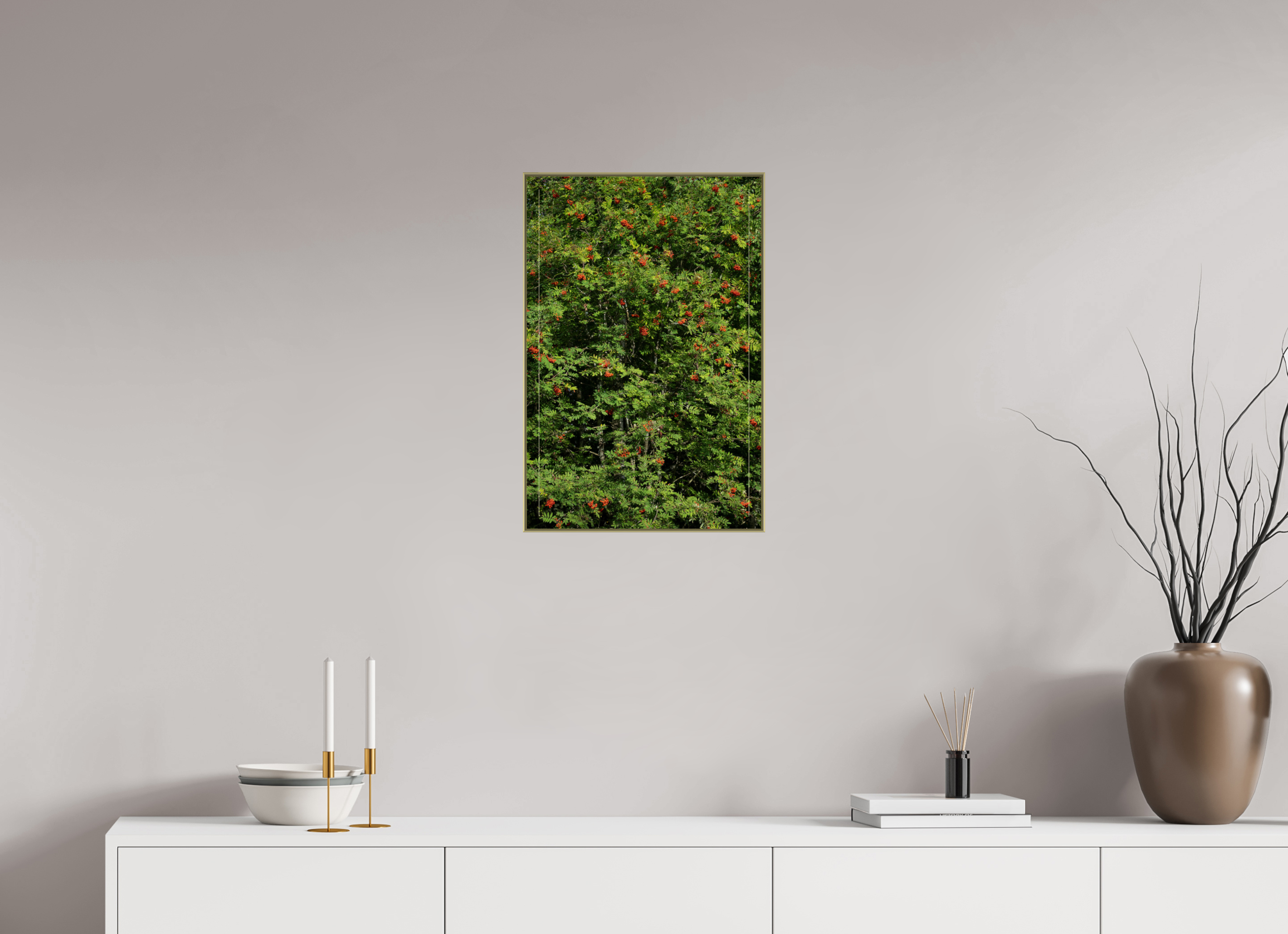 40 x 60 cm, Acrylic glossy 2mm - Alu American case 25mm - gold Red Dots