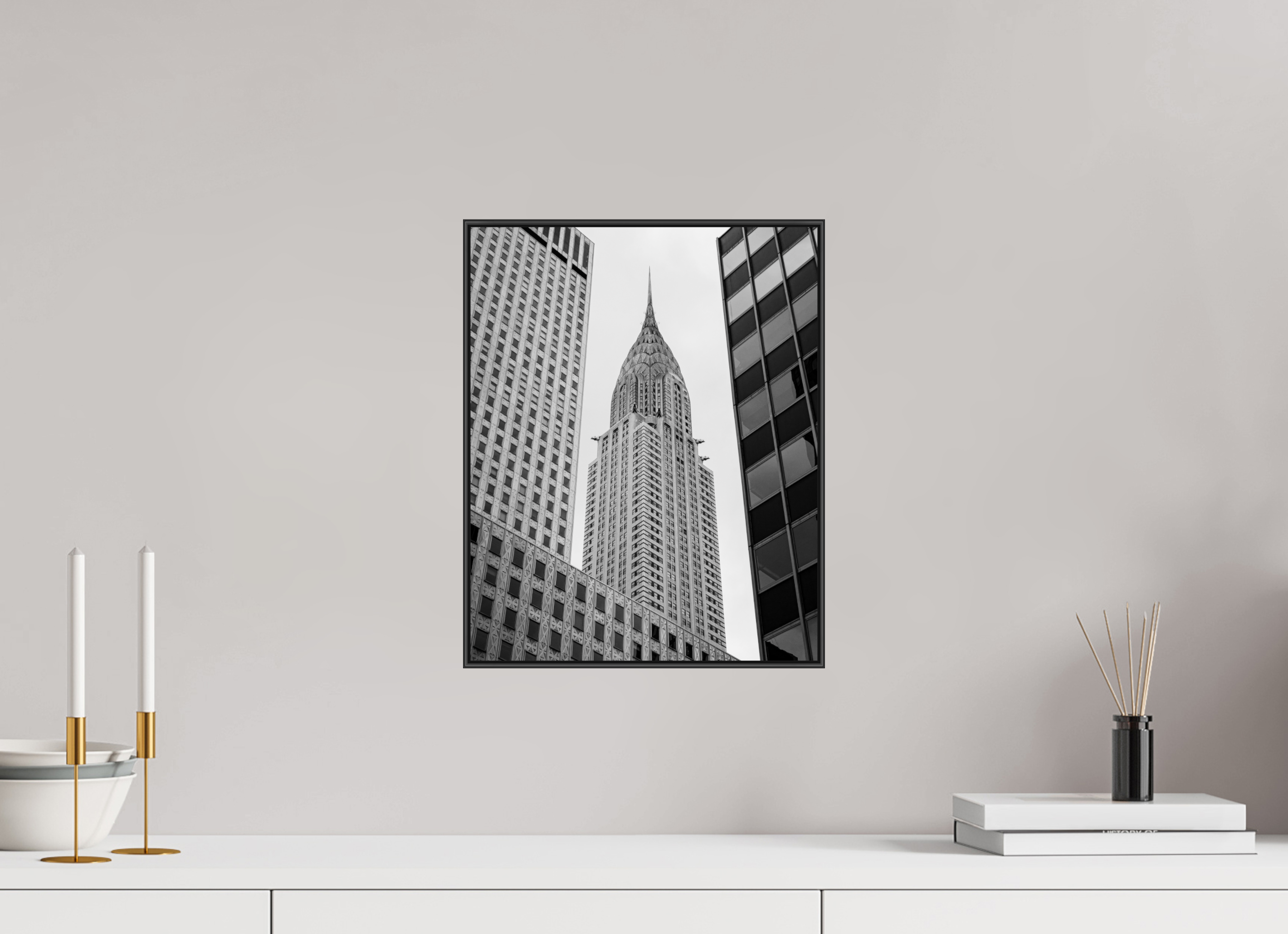 30 x 37,5 cm, Acrylic glossy 2mm - Alu American case 25mm - black Chrysler Building
