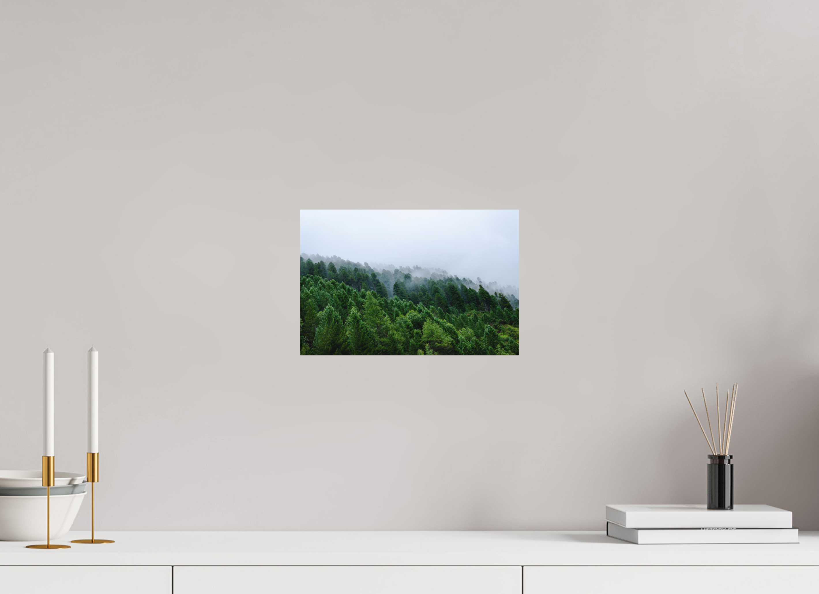 30 x 20 cm, Photo print Matt on Alu Dibond Trees lined slope 2