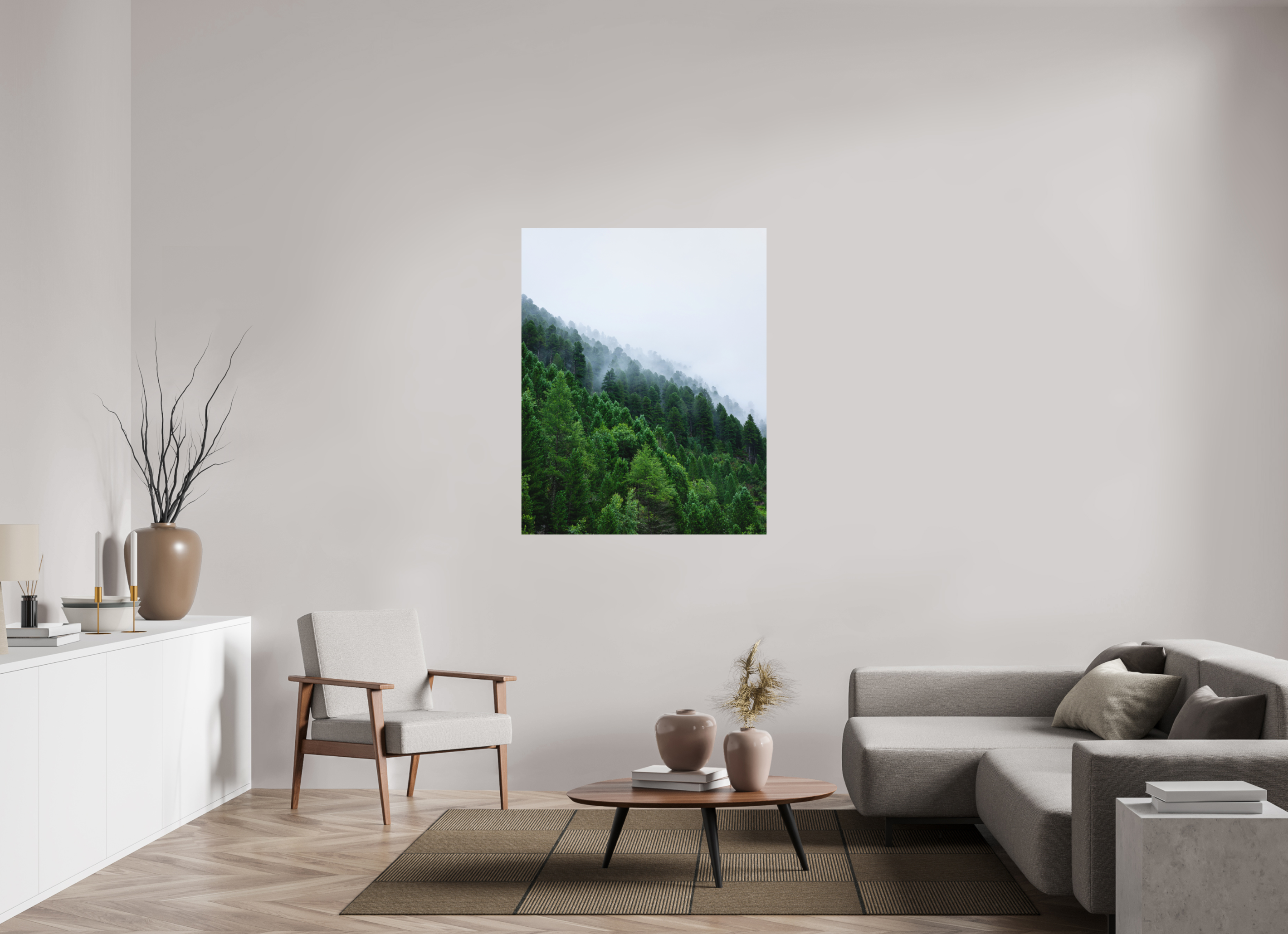 100 x 125 cm, Fine Art Print - Infinity Rag Photo 2 - on Alu Dibond Trees lined slope