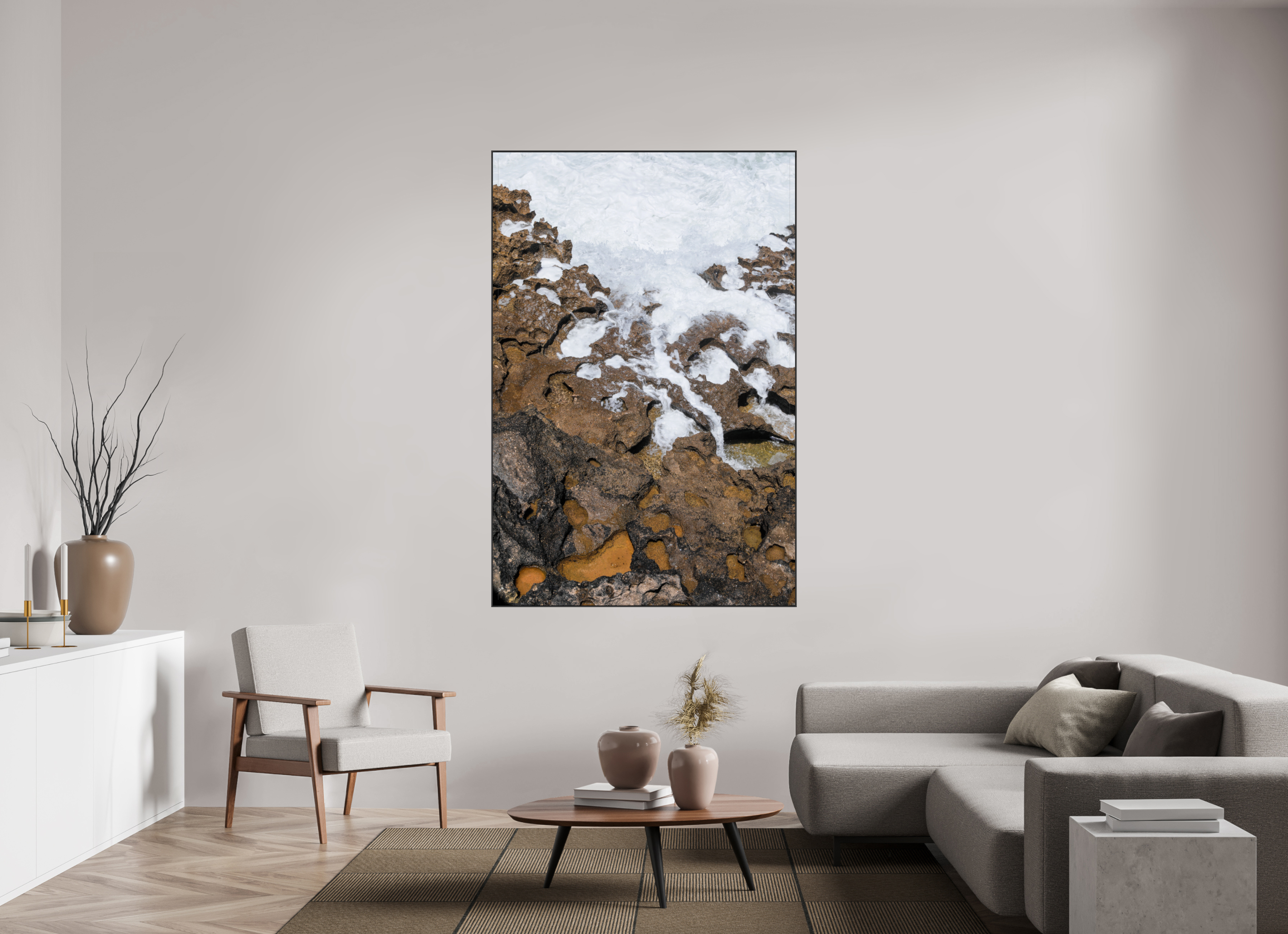 120 x 180 cm, Acrylic glossy 2mm - Alu American case 25mm - black Earth & Sea 2